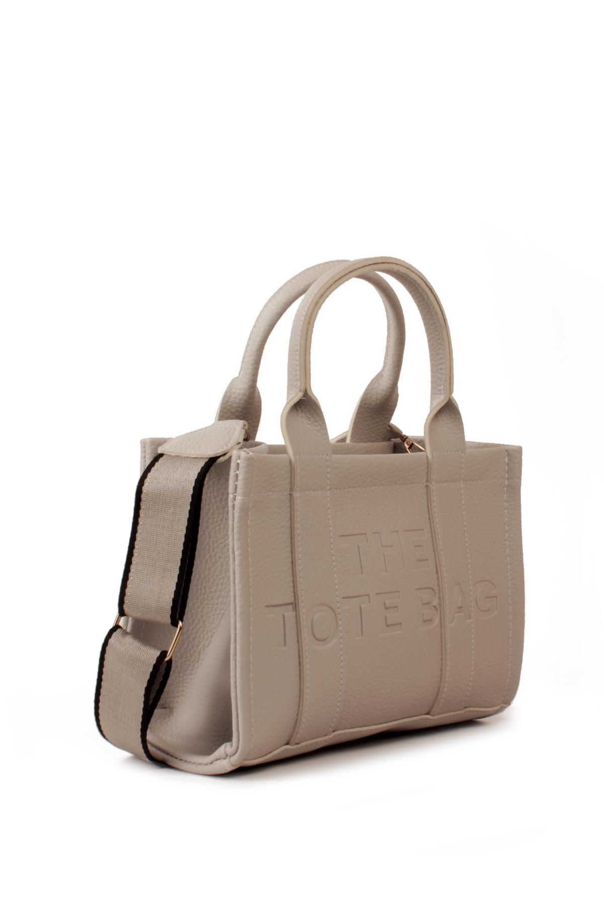 LWE10849-SyhTalhaLuwwe Bag'sKadın Tote Bag Orta Boy(25*20) Tak Çıkar Dokuma Kolon Askılı Yazı Detaylı El ve Omuz Çantası (10849)