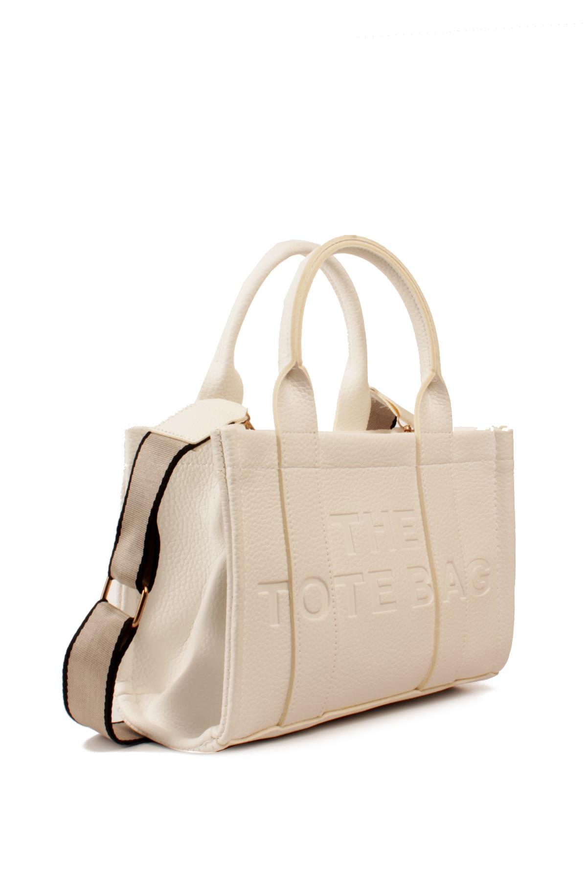 LWE10849-SyhTalhaLuwwe Bag'sKadın Tote Bag Orta Boy(25*20) Tak Çıkar Dokuma Kolon Askılı Yazı Detaylı El ve Omuz Çantası (10849)