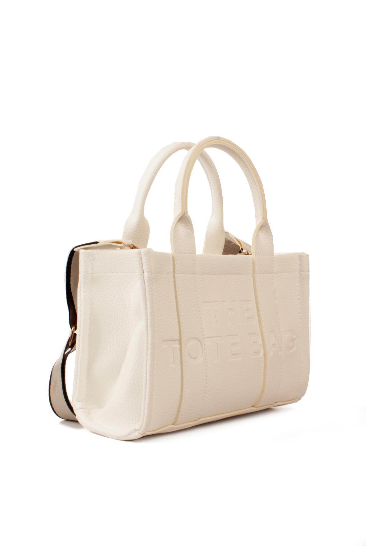 LWE10849-SyhTalhaLuwwe Bag'sKadın Tote Bag Orta Boy(25*20) Tak Çıkar Dokuma Kolon Askılı Yazı Detaylı El ve Omuz Çantası (10849)