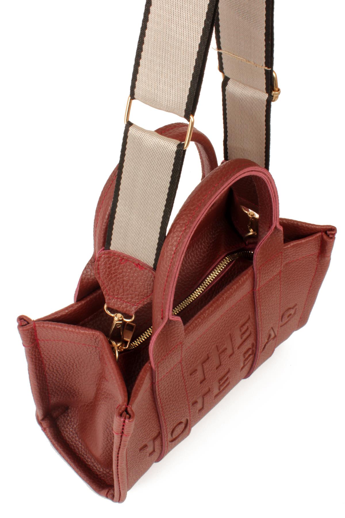 LWE10849-SyhTalhaLuwwe Bag'sKadın Tote Bag Orta Boy(25*20) Tak Çıkar Dokuma Kolon Askılı Yazı Detaylı El ve Omuz Çantası (10849)