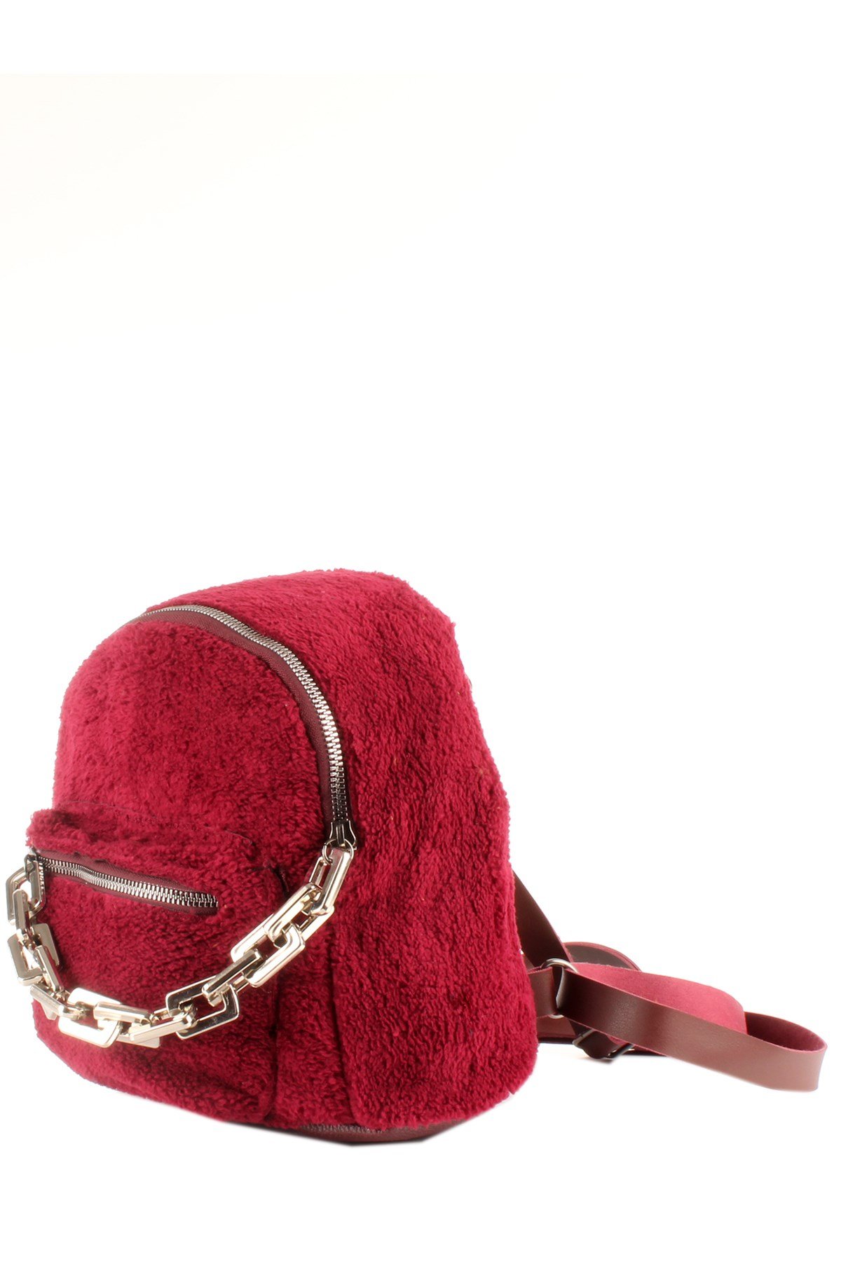 LWE20424-SLuwweLuwwe Bag'sKadın Tüylü Peluş Zincir Detaylı Sırt Çantası (20424)