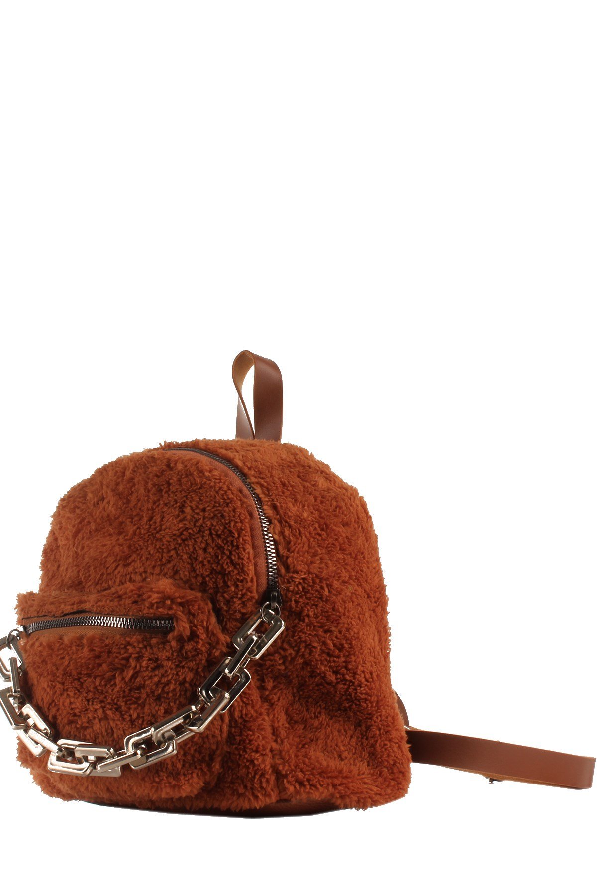 LWE20424-SLuwweLuwwe Bag'sKadın Tüylü Peluş Zincir Detaylı Sırt Çantası (20424)