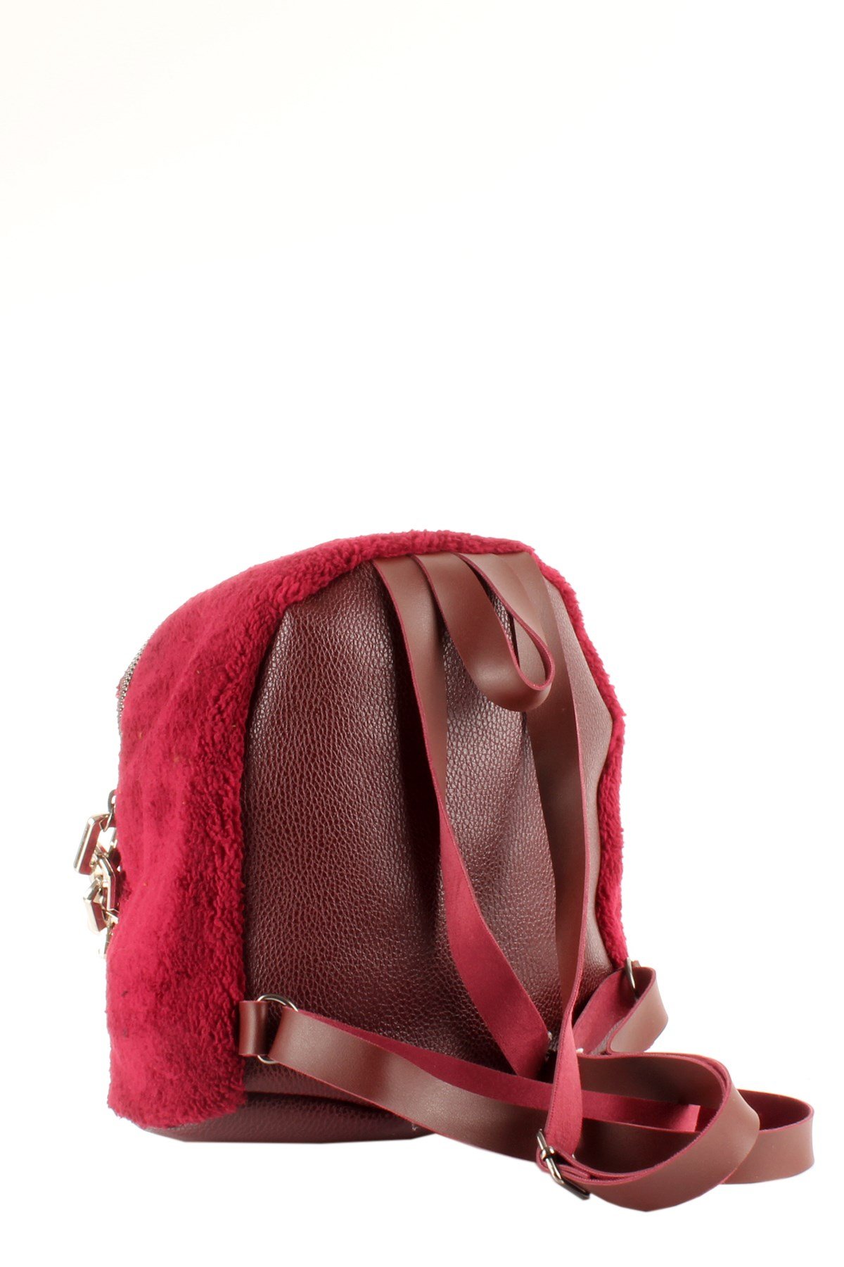 LWE20424-SLuwweLuwwe Bag'sKadın Tüylü Peluş Zincir Detaylı Sırt Çantası (20424)