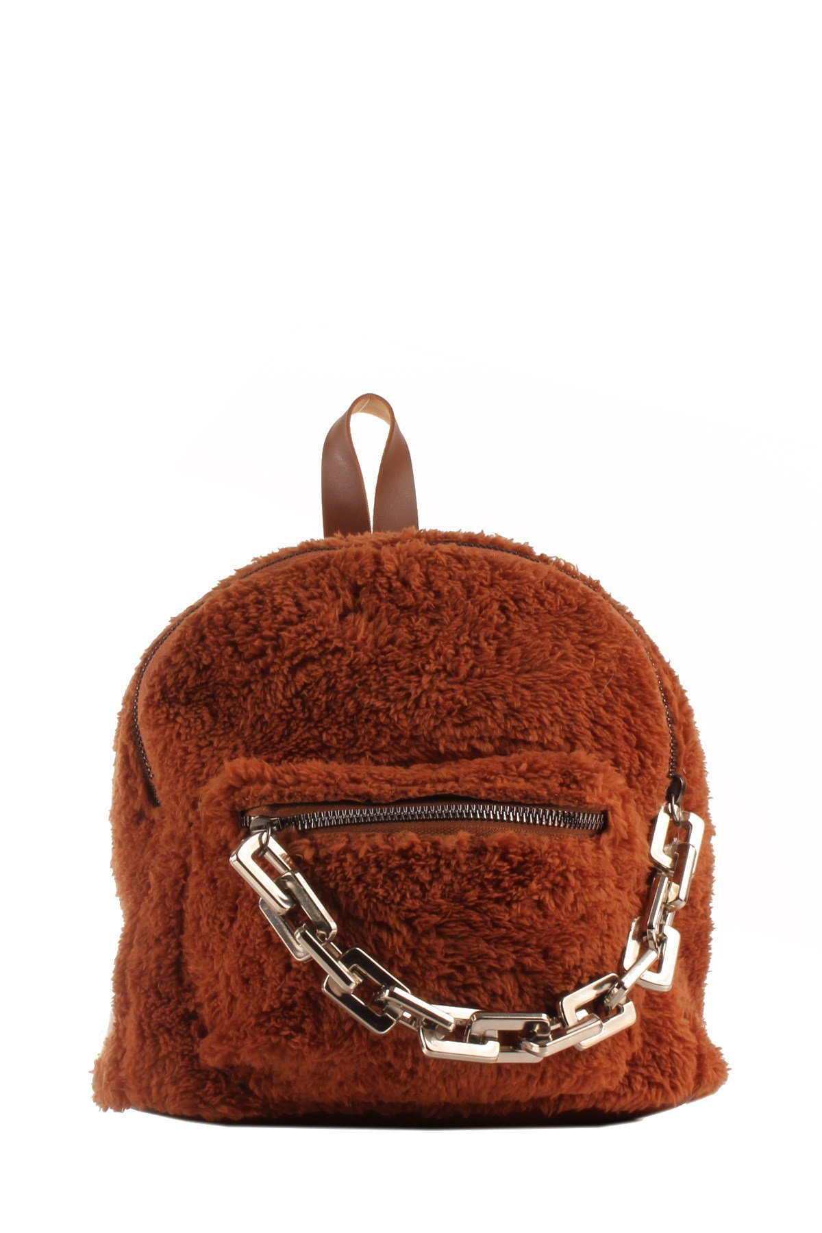 LWE20424-SLuwweLuwwe Bag'sKadın Tüylü Peluş Zincir Detaylı Sırt Çantası (20424)