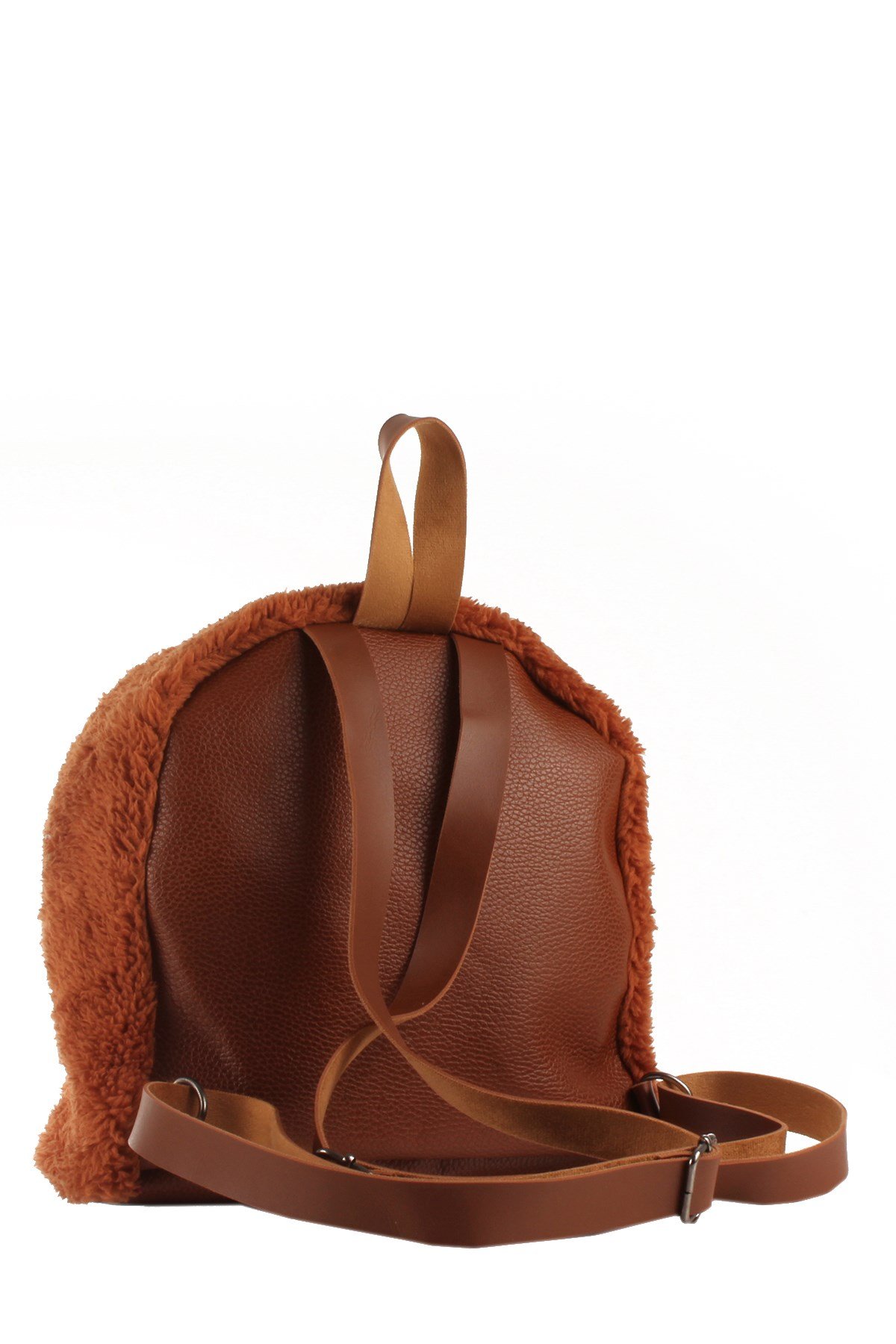 LWE20424-SLuwweLuwwe Bag'sKadın Tüylü Peluş Zincir Detaylı Sırt Çantası (20424)