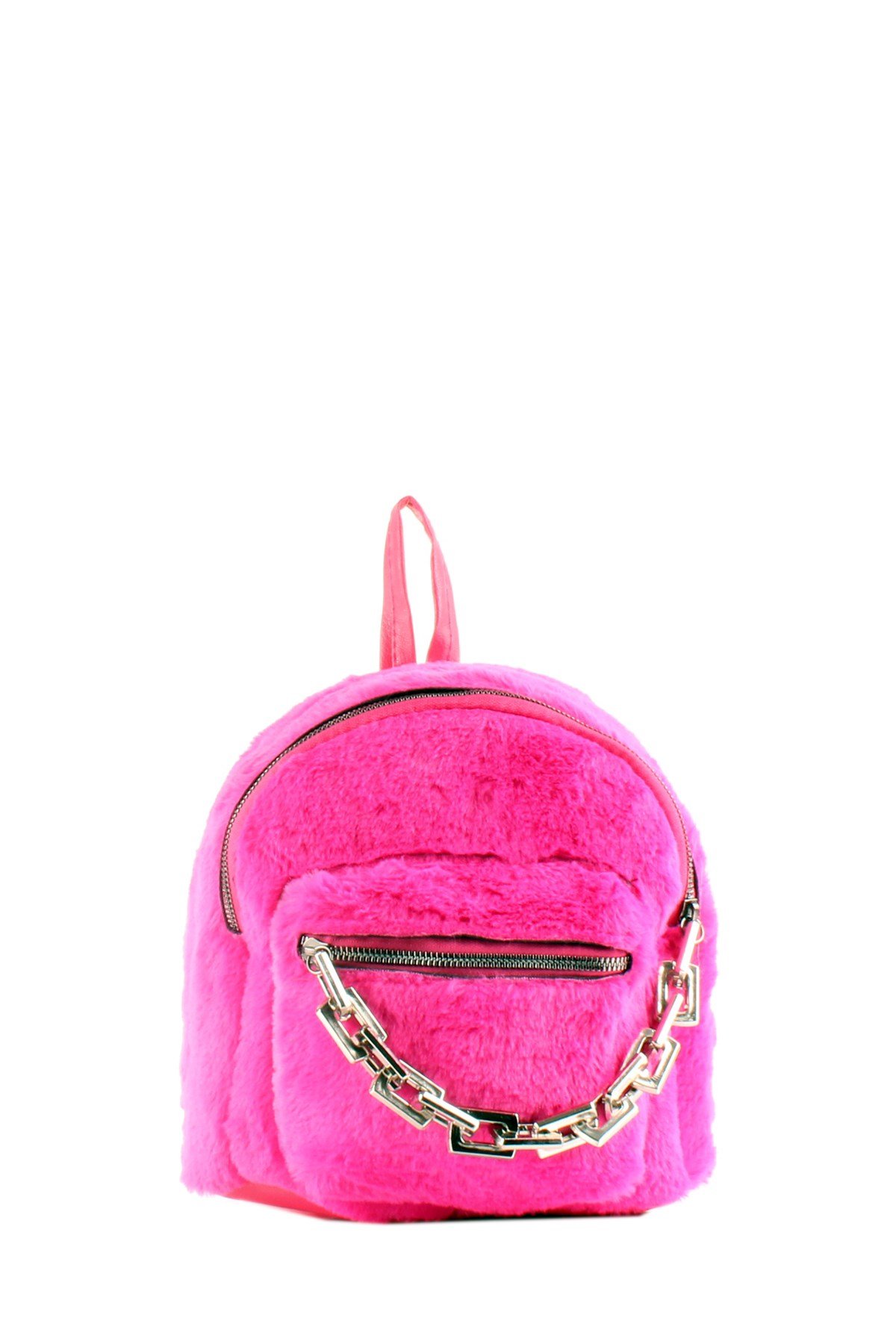 LWE20424-SLuwweLuwwe Bag'sKadın Tüylü Peluş Zincir Detaylı Sırt Çantası (20424)