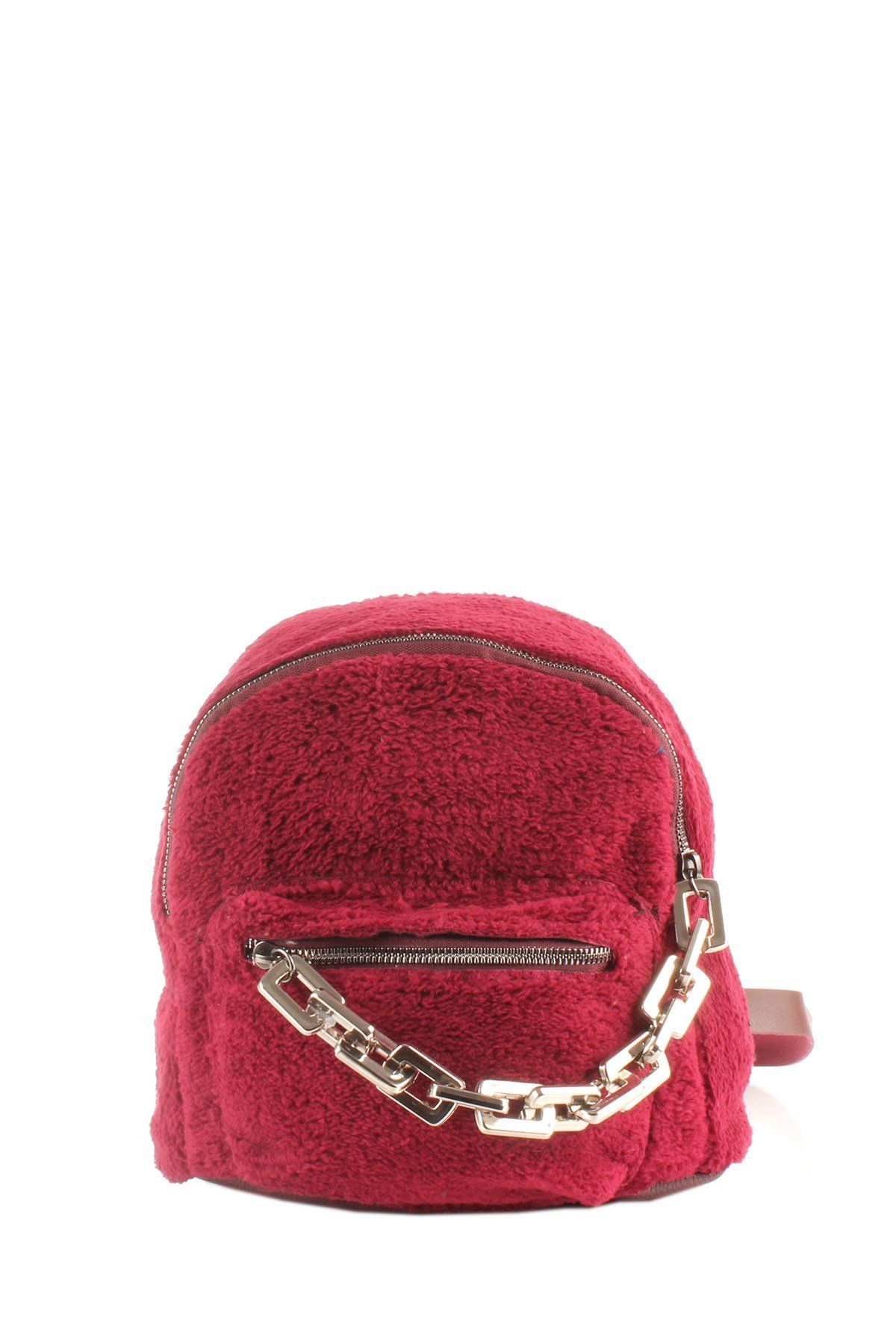 LWE20424-SLuwweLuwwe Bag'sKadın Tüylü Peluş Zincir Detaylı Sırt Çantası (20424)