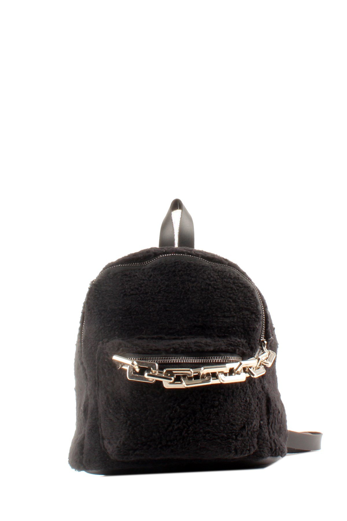 LWE20424-SLuwweLuwwe Bag'sKadın Tüylü Peluş Zincir Detaylı Sırt Çantası (20424)