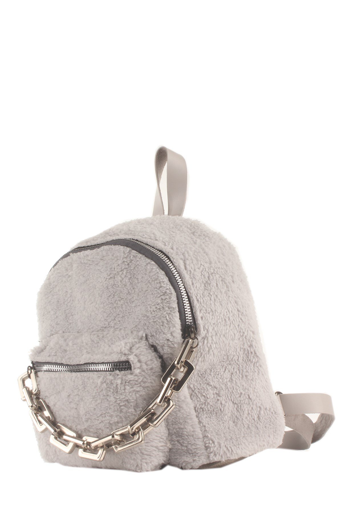 LWE20424-SLuwweLuwwe Bag'sKadın Tüylü Peluş Zincir Detaylı Sırt Çantası (20424)