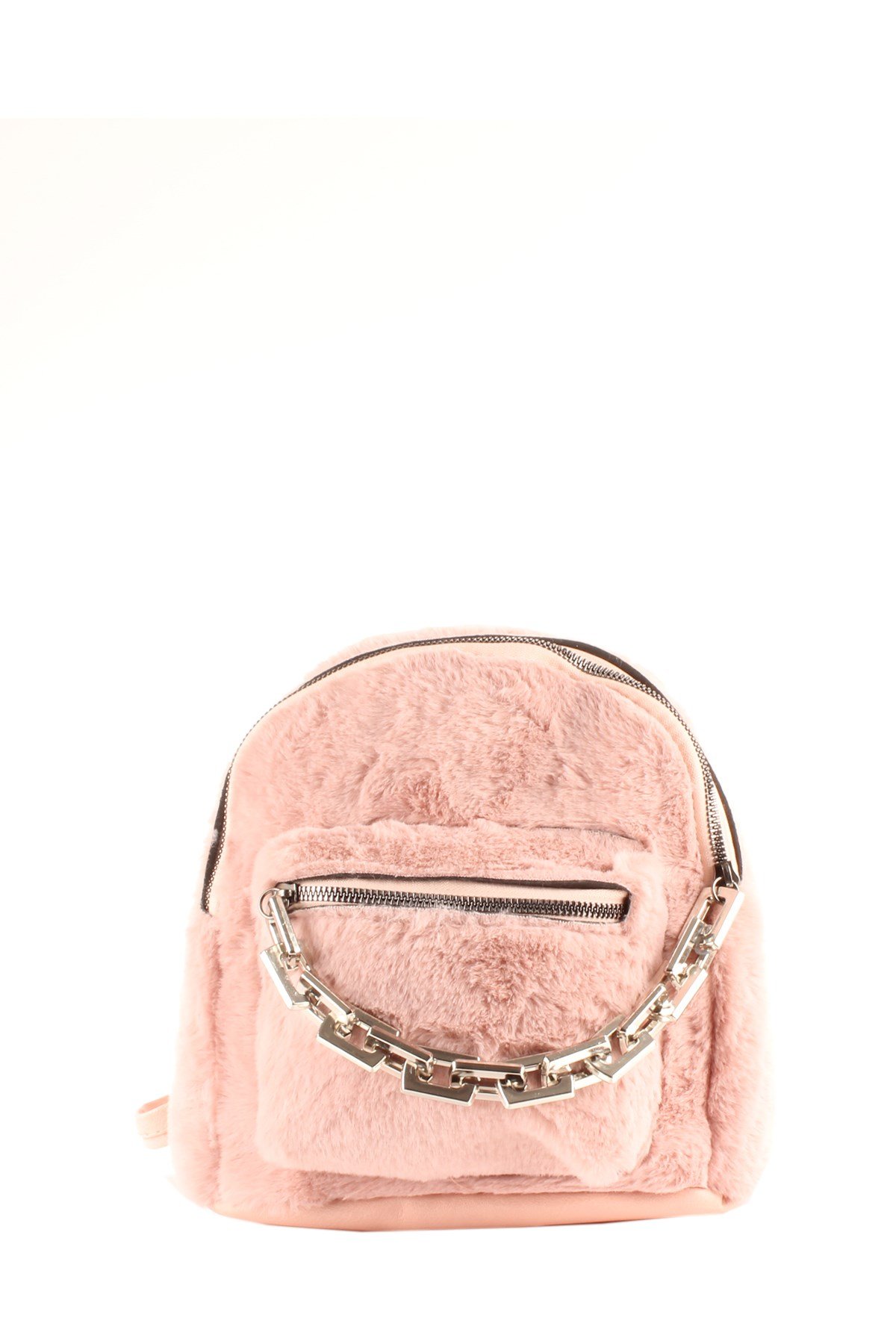 LWE20424-SLuwweLuwwe Bag'sKadın Tüylü Peluş Zincir Detaylı Sırt Çantası (20424)