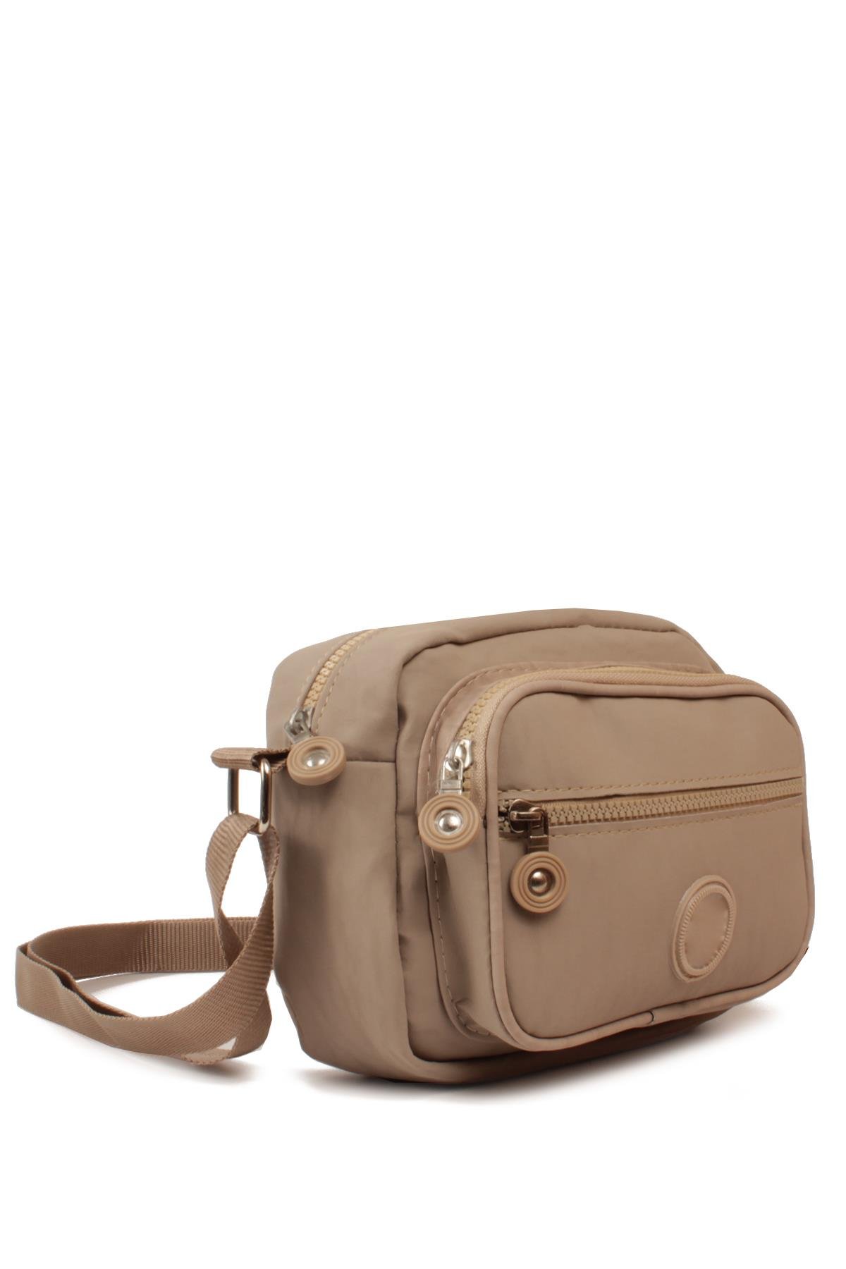 LWE20828-SyhTalhaLuwwe Bag'sKadın Üç Bölmeli Anne Tarz Krinkıl Kumaş Fermuar Kapama Dokuma Kolon Askılı Omuz Çantası (20828)