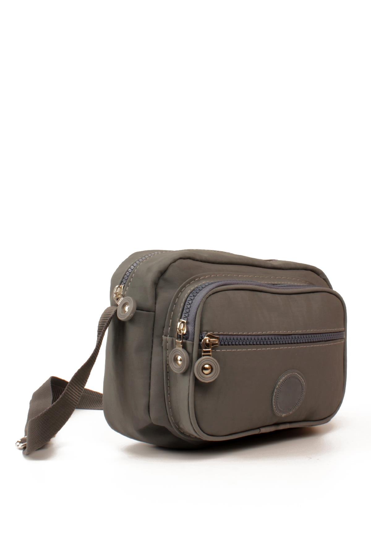 LWE20828-SyhTalhaLuwwe Bag'sKadın Üç Bölmeli Anne Tarz Krinkıl Kumaş Fermuar Kapama Dokuma Kolon Askılı Omuz Çantası (20828)