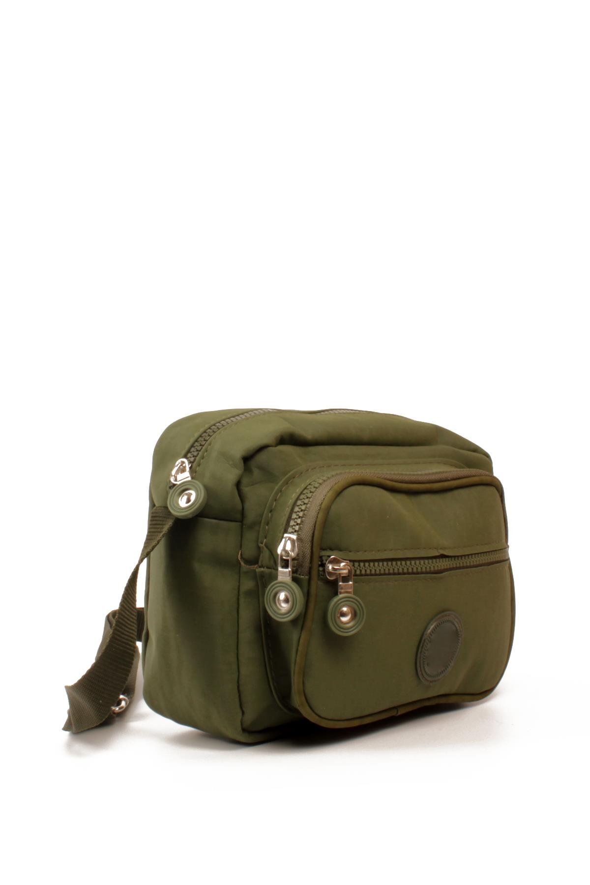 LWE20828-SyhTalhaLuwwe Bag'sKadın Üç Bölmeli Anne Tarz Krinkıl Kumaş Fermuar Kapama Dokuma Kolon Askılı Omuz Çantası (20828)