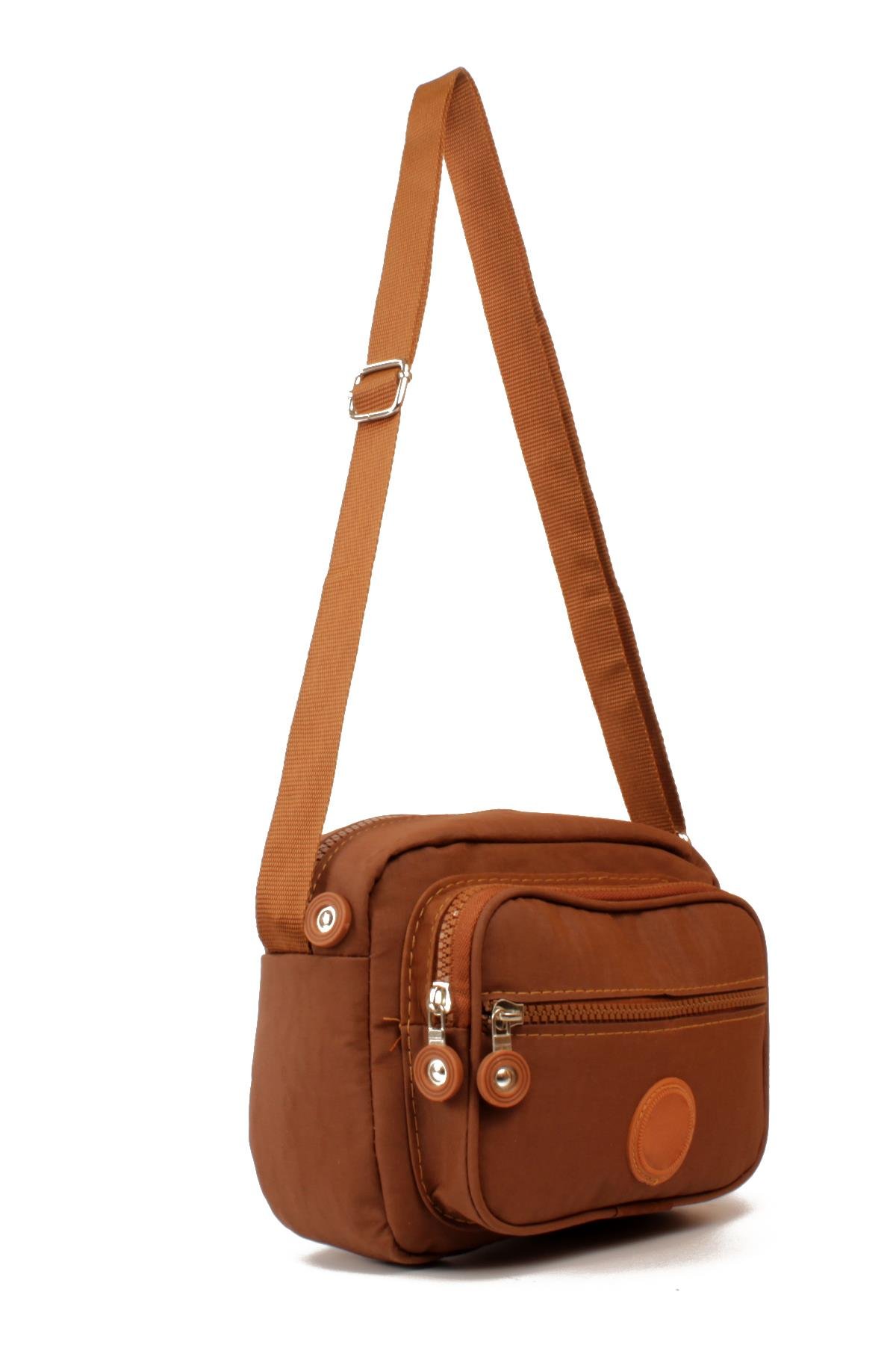 LWE20828-SyhTalhaLuwwe Bag'sKadın Üç Bölmeli Anne Tarz Krinkıl Kumaş Fermuar Kapama Dokuma Kolon Askılı Omuz Çantası (20828)