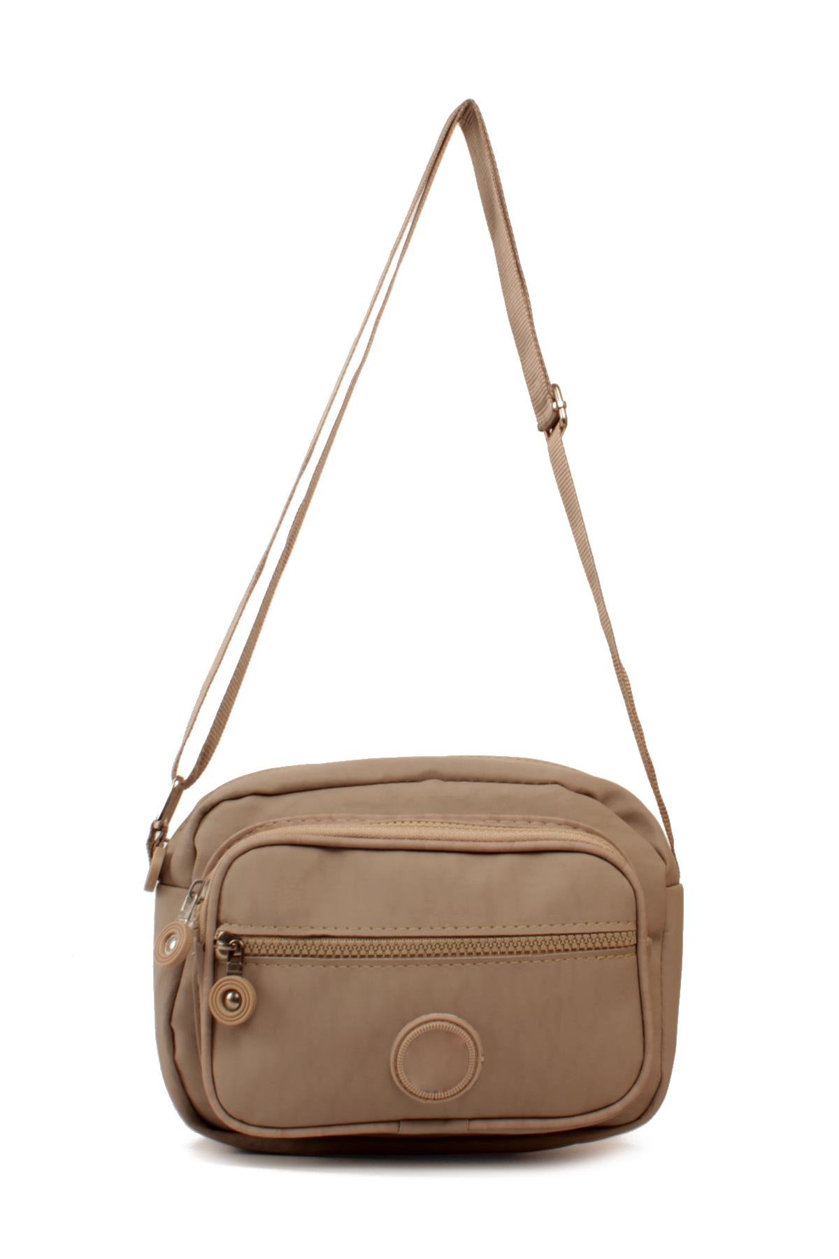 LWE20828-SyhTalhaLuwwe Bag'sKadın Üç Bölmeli Anne Tarz Krinkıl Kumaş Fermuar Kapama Dokuma Kolon Askılı Omuz Çantası (20828)