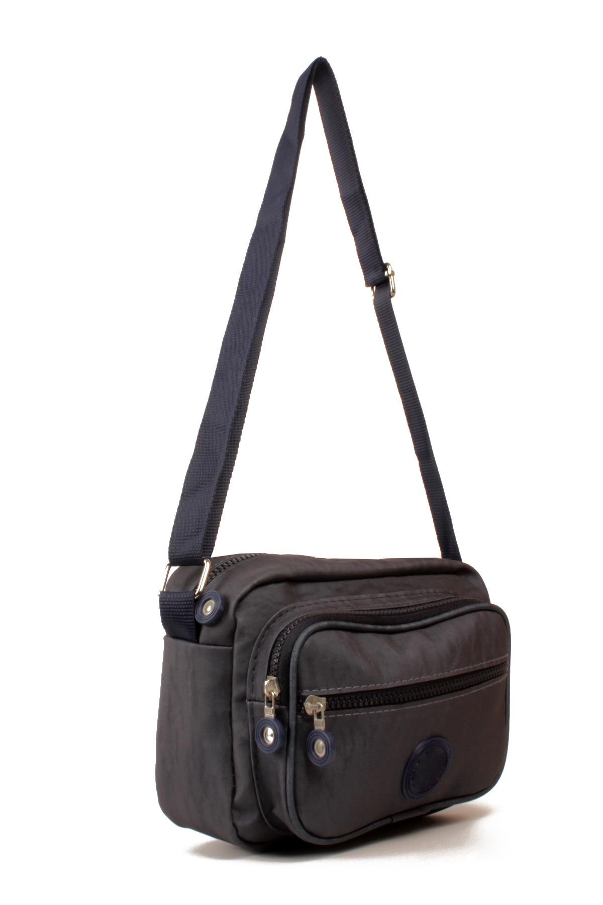 LWE20828-SyhTalhaLuwwe Bag'sKadın Üç Bölmeli Anne Tarz Krinkıl Kumaş Fermuar Kapama Dokuma Kolon Askılı Omuz Çantası (20828)