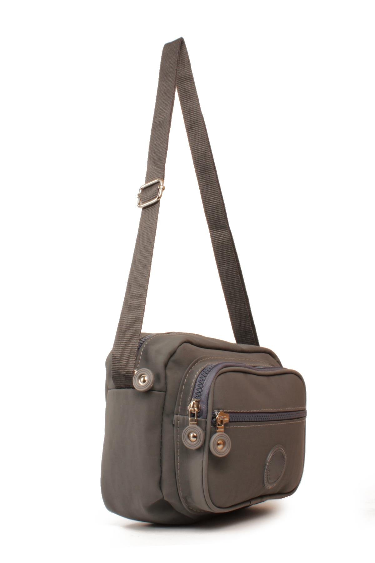 LWE20828-SyhTalhaLuwwe Bag'sKadın Üç Bölmeli Anne Tarz Krinkıl Kumaş Fermuar Kapama Dokuma Kolon Askılı Omuz Çantası (20828)