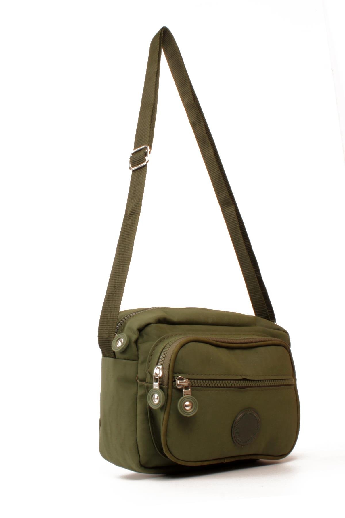 LWE20828-SyhTalhaLuwwe Bag'sKadın Üç Bölmeli Anne Tarz Krinkıl Kumaş Fermuar Kapama Dokuma Kolon Askılı Omuz Çantası (20828)