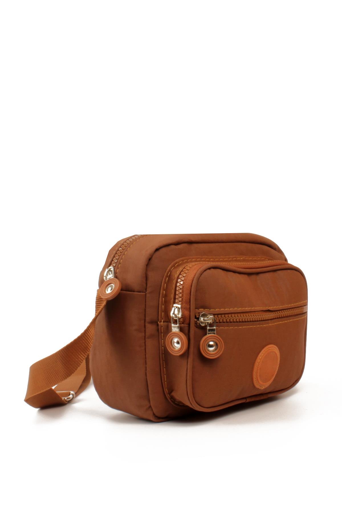 LWE20828-SyhTalhaLuwwe Bag'sKadın Üç Bölmeli Anne Tarz Krinkıl Kumaş Fermuar Kapama Dokuma Kolon Askılı Omuz Çantası (20828)