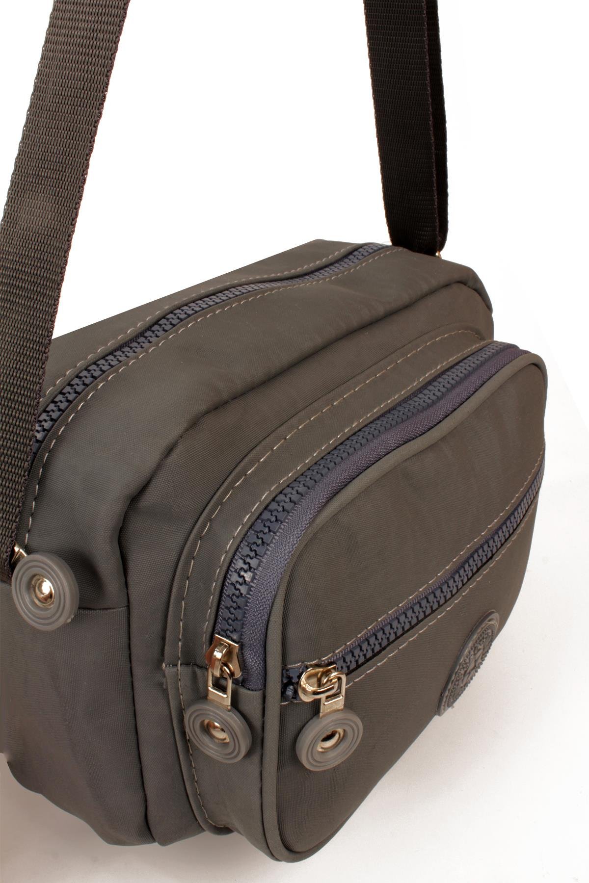 LWE20828-SyhTalhaLuwwe Bag'sKadın Üç Bölmeli Anne Tarz Krinkıl Kumaş Fermuar Kapama Dokuma Kolon Askılı Omuz Çantası (20828)