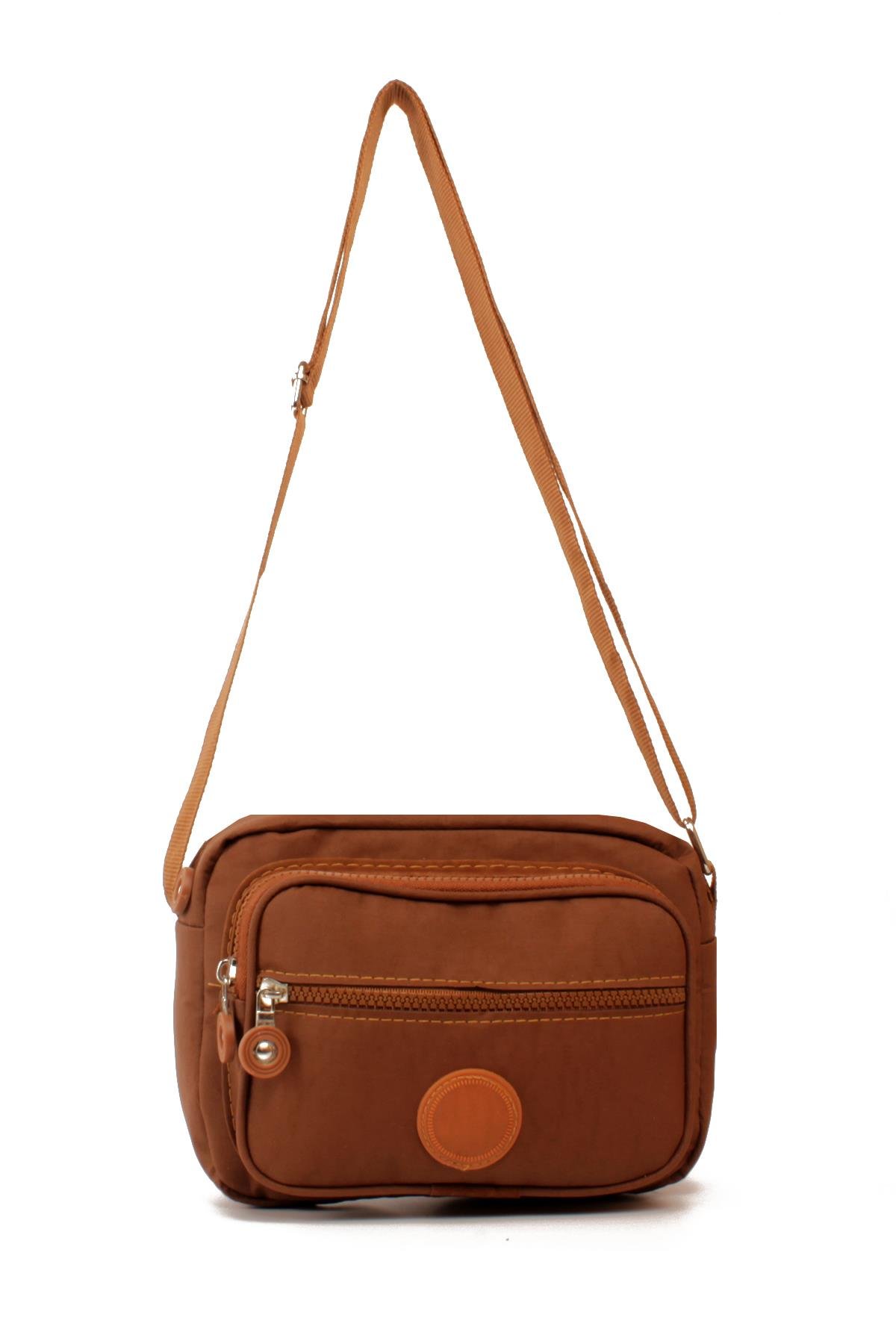 LWE20828-SyhTalhaLuwwe Bag'sKadın Üç Bölmeli Anne Tarz Krinkıl Kumaş Fermuar Kapama Dokuma Kolon Askılı Omuz Çantası (20828)