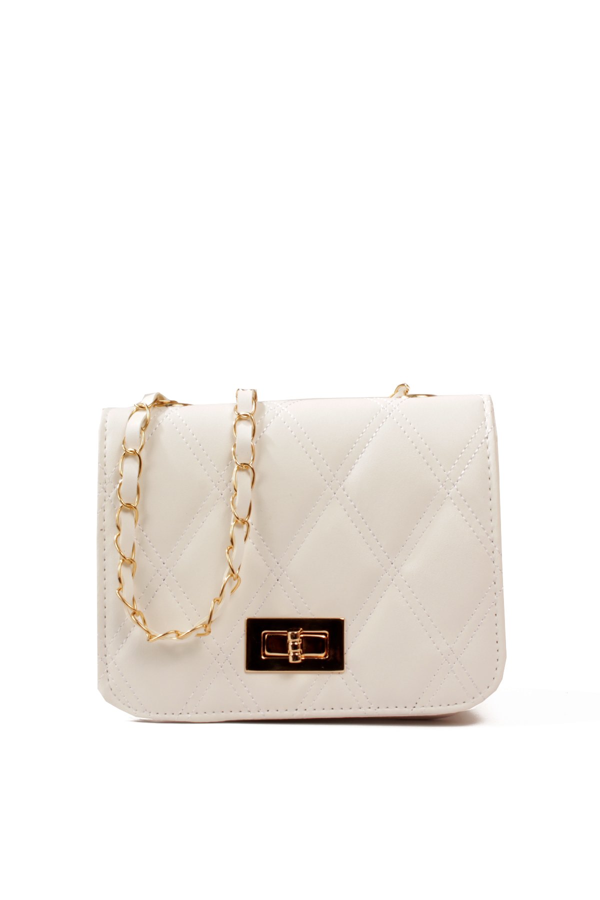 LWE20823-SyhTalhaLuwwe Bag'sKadın Üç Bölmeli Deri Metal Örgü Askı Kapitoneli Kilitli Üst Kapaklı Mini El ve Omuz Çantası (20823)