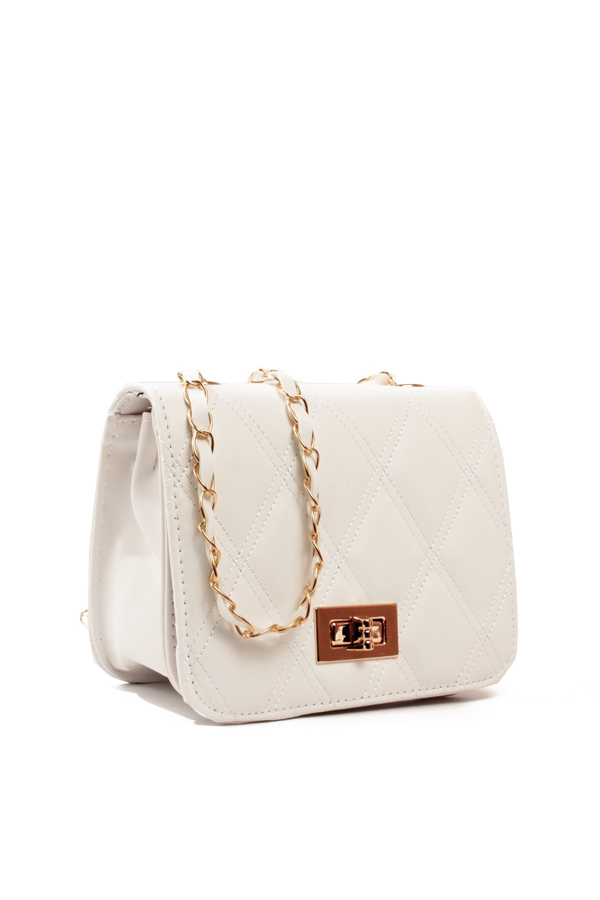 LWE20823-SyhTalhaLuwwe Bag'sKadın Üç Bölmeli Deri Metal Örgü Askı Kapitoneli Kilitli Üst Kapaklı Mini El ve Omuz Çantası (20823)