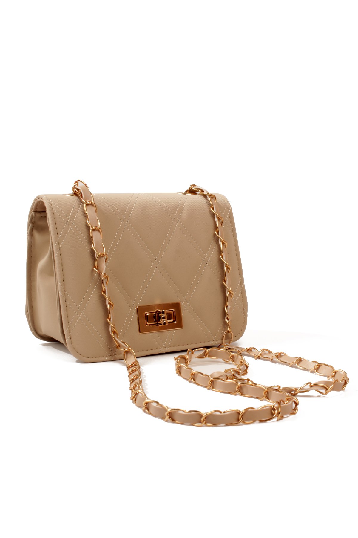 LWE20823-SyhTalhaLuwwe Bag'sKadın Üç Bölmeli Deri Metal Örgü Askı Kapitoneli Kilitli Üst Kapaklı Mini El ve Omuz Çantası (20823)