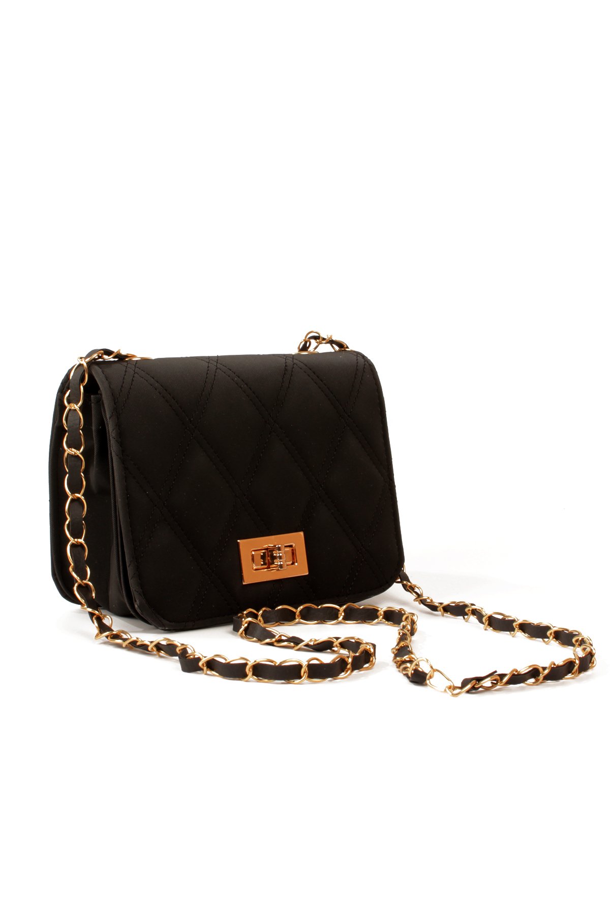 LWE20823-SyhTalhaLuwwe Bag'sKadın Üç Bölmeli Deri Metal Örgü Askı Kapitoneli Kilitli Üst Kapaklı Mini El ve Omuz Çantası (20823)