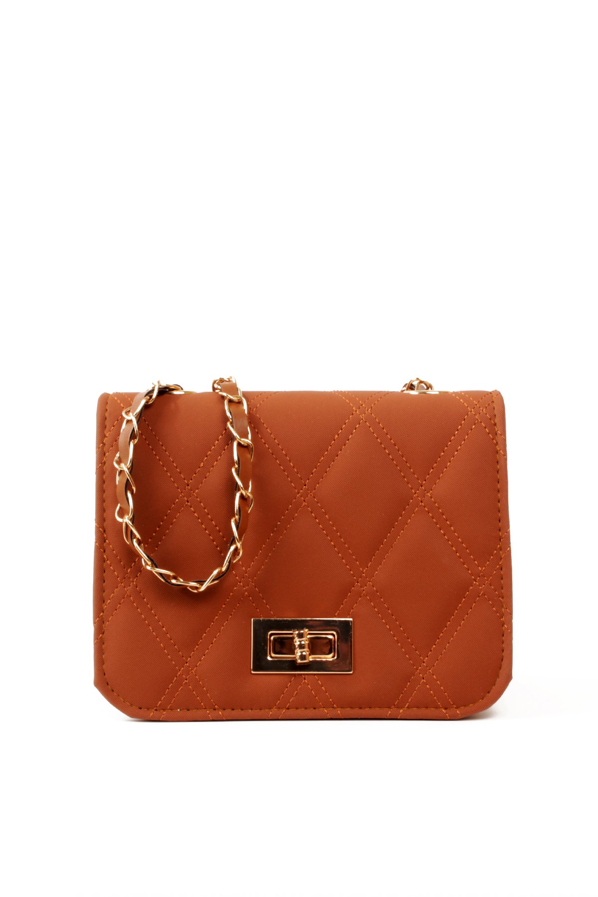 LWE20823-SyhTalhaLuwwe Bag'sKadın Üç Bölmeli Deri Metal Örgü Askı Kapitoneli Kilitli Üst Kapaklı Mini El ve Omuz Çantası (20823)