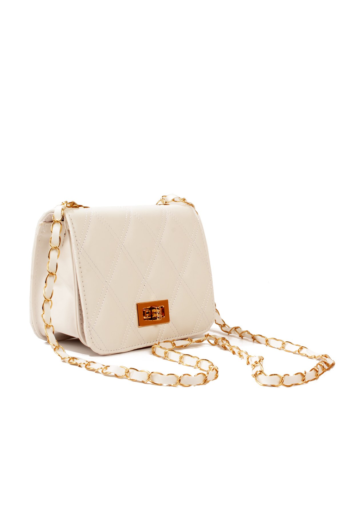 LWE20823-SyhTalhaLuwwe Bag'sKadın Üç Bölmeli Deri Metal Örgü Askı Kapitoneli Kilitli Üst Kapaklı Mini El ve Omuz Çantası (20823)