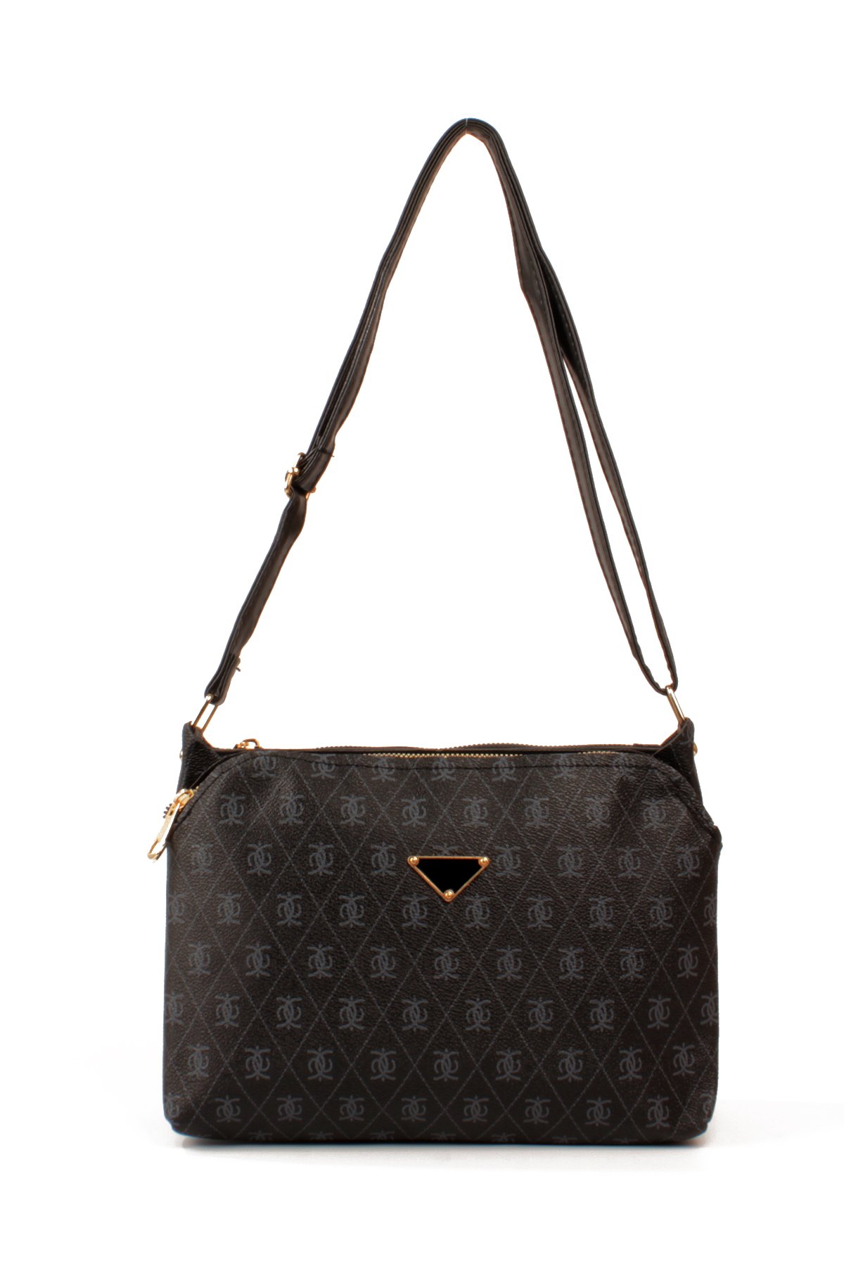 LWE1800-TBTalhaLuwwe Bag'sKadın Üç Bölmeli Fermuarlı Desenli Deri Logo Detaylı Omuz Çantası (1800)