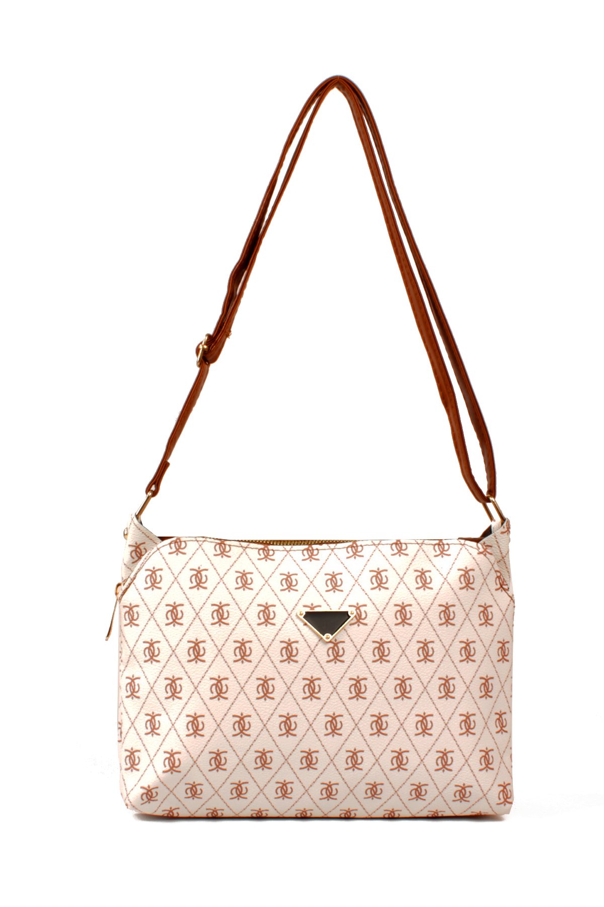 LWE1800-TBTalhaLuwwe Bag'sKadın Üç Bölmeli Fermuarlı Desenli Deri Logo Detaylı Omuz Çantası (1800)