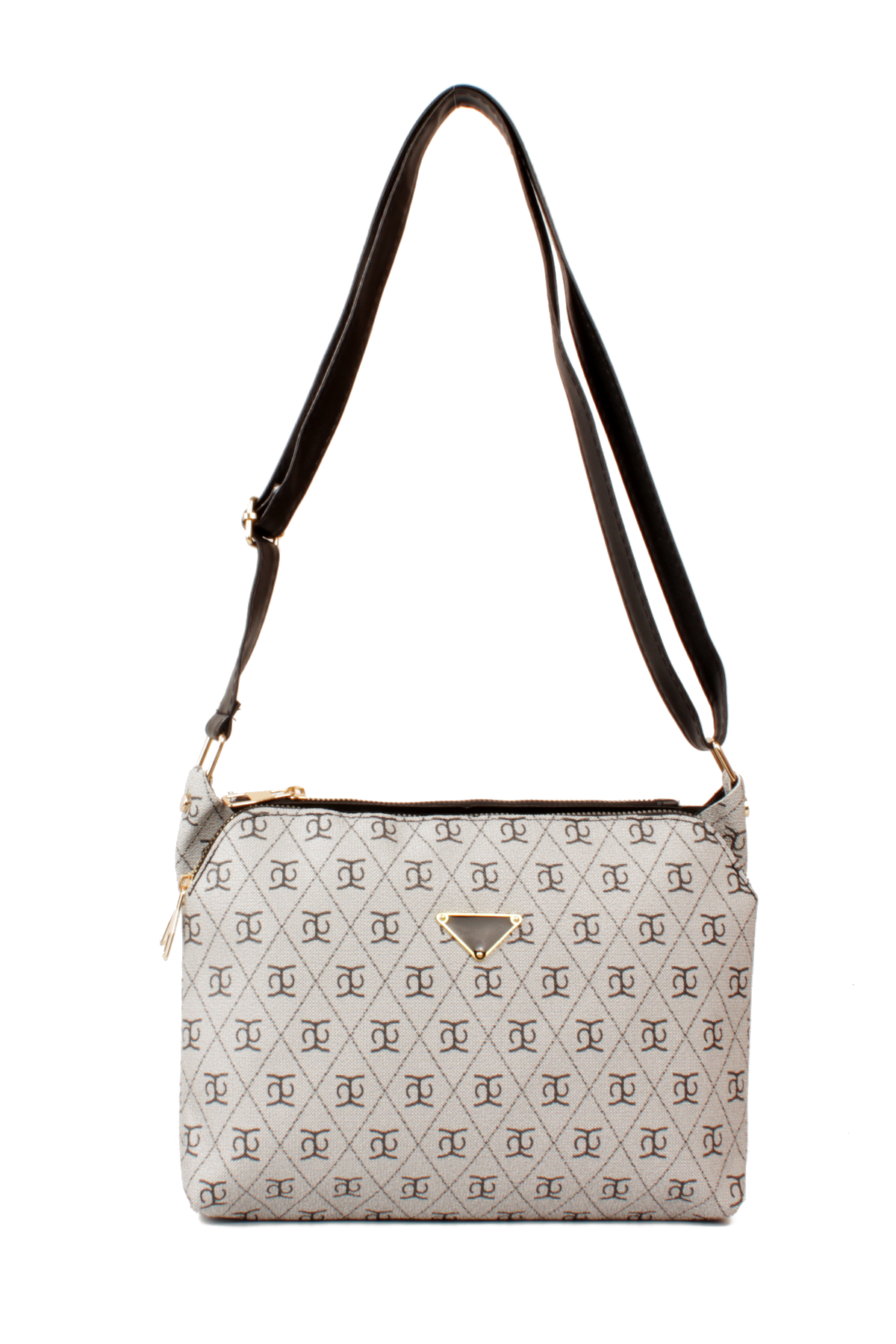 LWE1800-TBTalhaLuwwe Bag'sKadın Üç Bölmeli Fermuarlı Desenli Deri Logo Detaylı Omuz Çantası (1800)