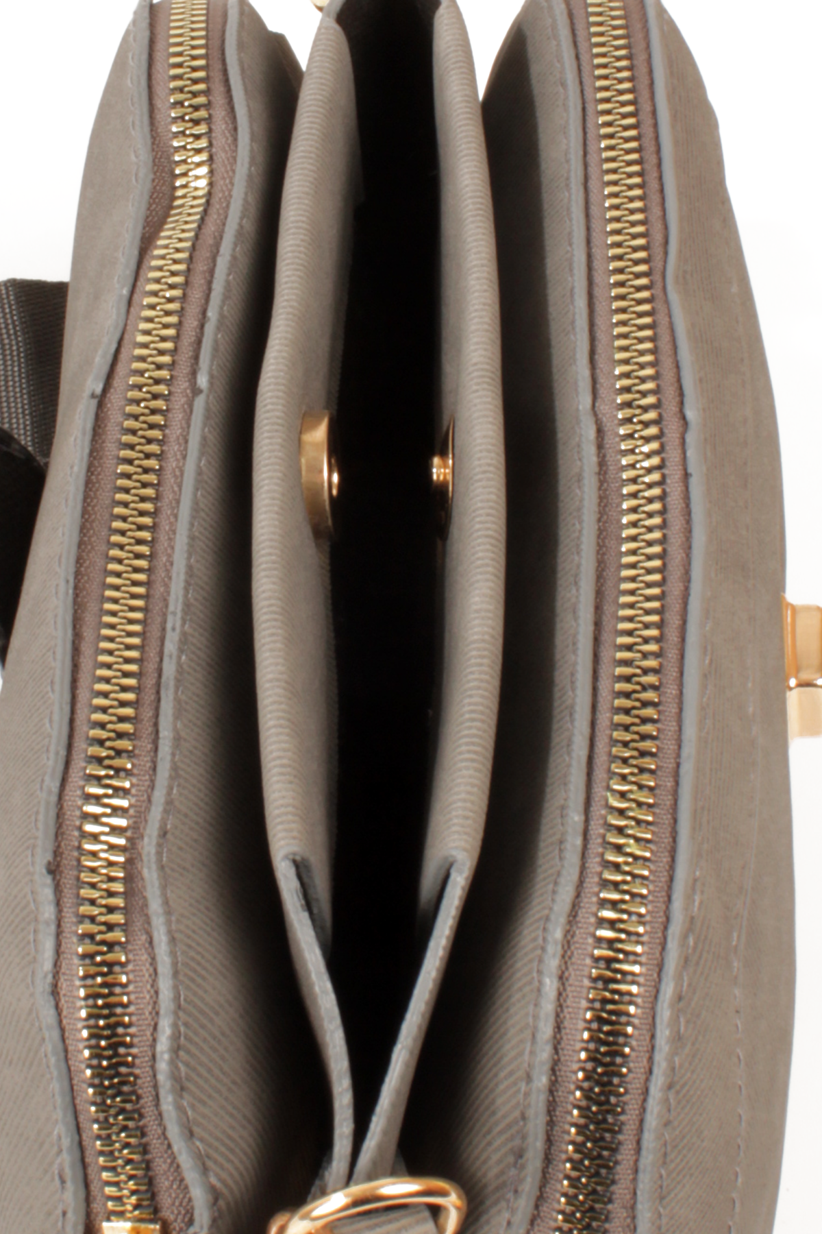 LWE1797-SyhMusabLuwwe Bag'sKadın Üç Bölmeli Fermuarlı ve Kilit Kapak Detaylı Nubuk Deri Omuz Çantası (1797)