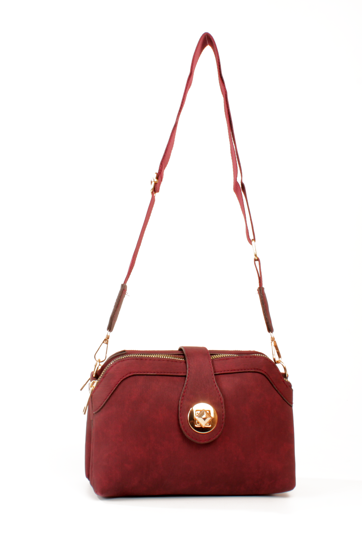 LWE1797-SyhMusabLuwwe Bag'sKadın Üç Bölmeli Fermuarlı ve Kilit Kapak Detaylı Nubuk Deri Omuz Çantası (1797)