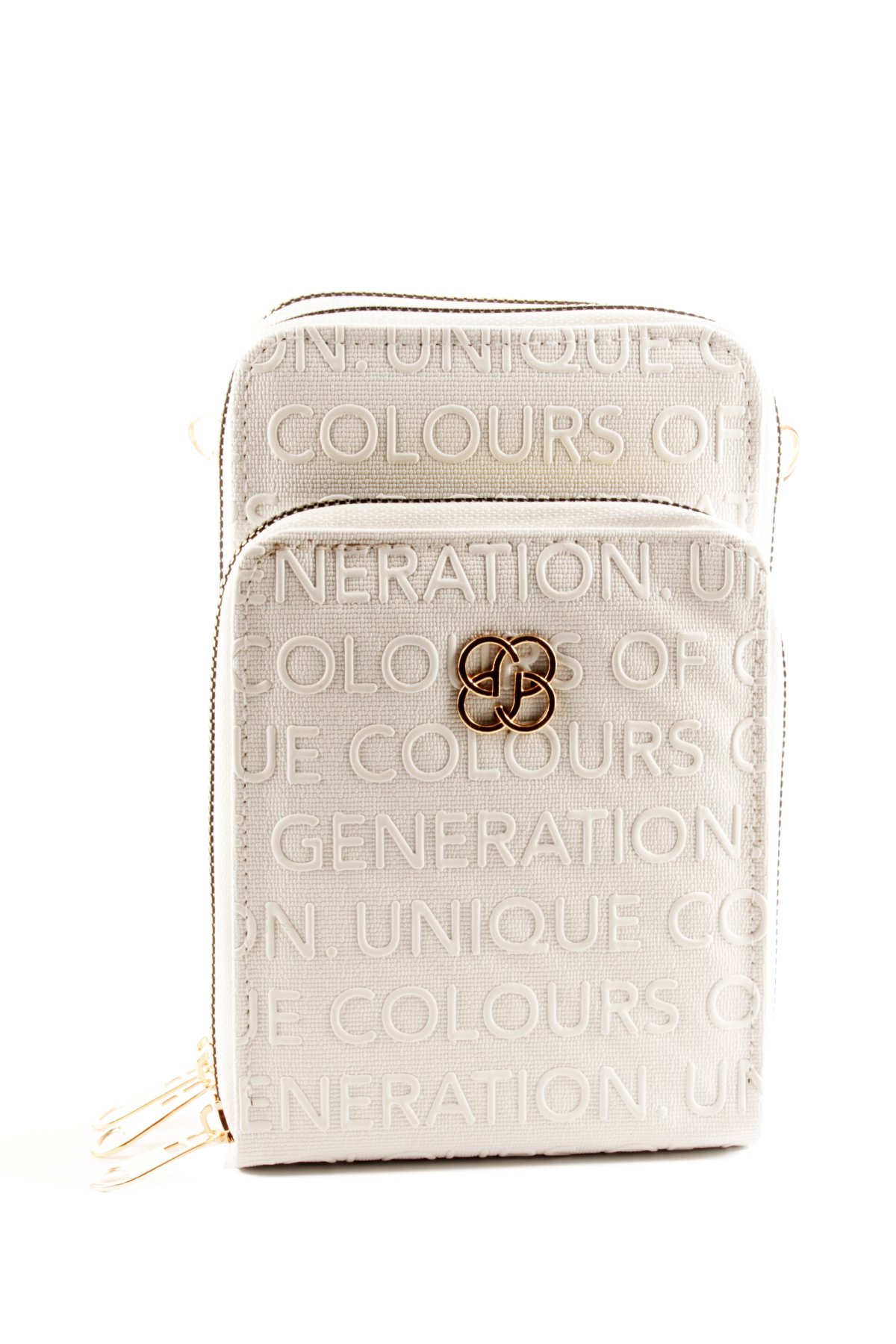 LWE1761-SyhVarLuwwe Bag'sKadın Üç Bölmeli Kartlıklı Telefon Bölmeli Cüzdan Tarz Yazı Detaylı Omuz Çantası (1761)