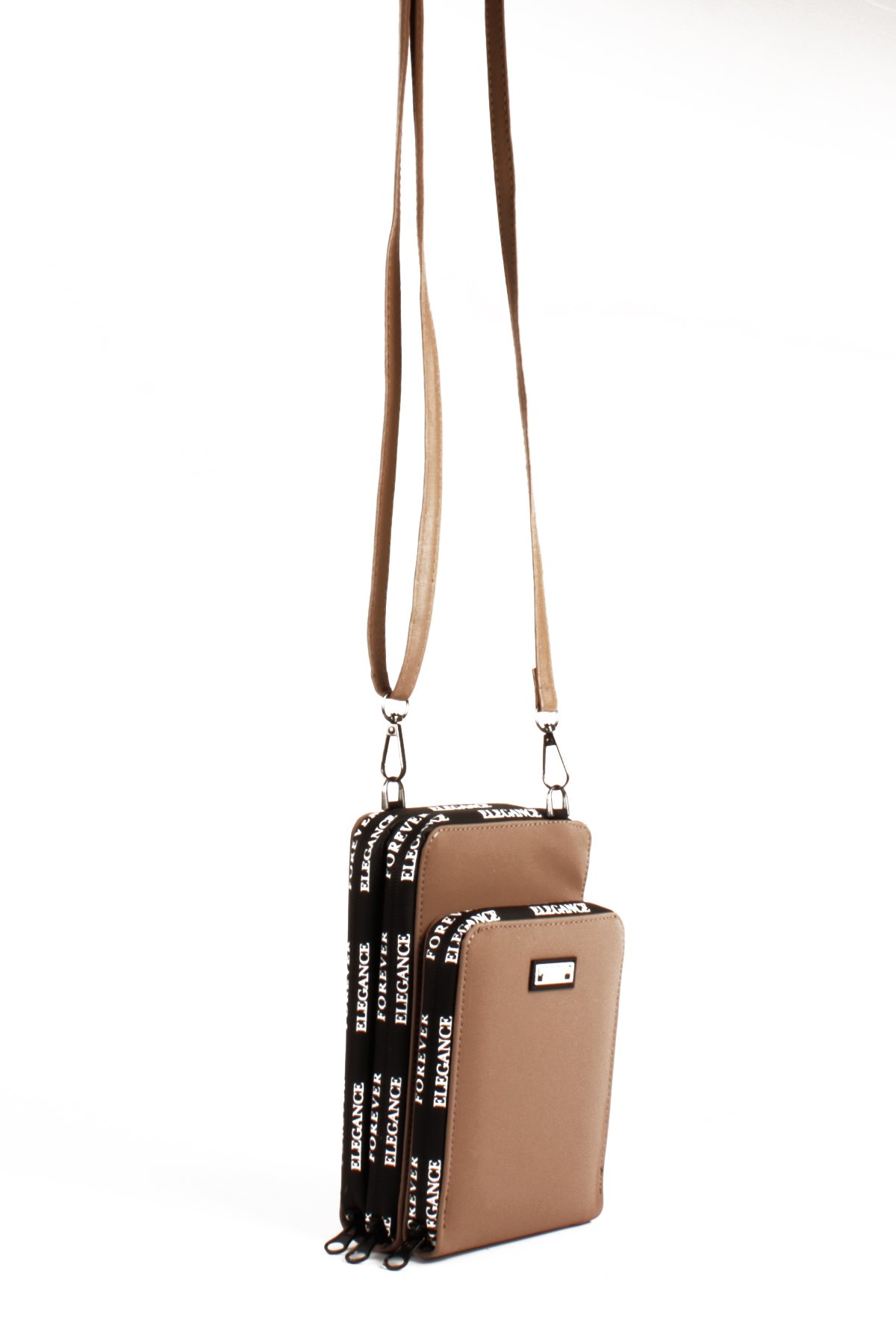 LWE10770-SyhTalhaLuwwe Bag'sKadın Üç Bölmeli Kartlıklı Telefon Bölmeli Destekli Kasa Yazı Detaylı Omuz Çantası (10770)