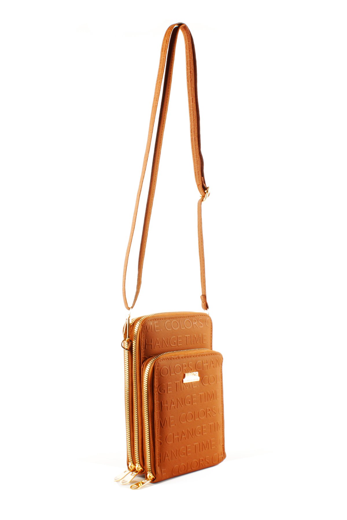 LWE1761-SyhVarLuwwe Bag'sKadın Üç Bölmeli Kartlıklı Telefon Bölmeli Cüzdan Tarz Yazı Detaylı Omuz Çantası (1761)