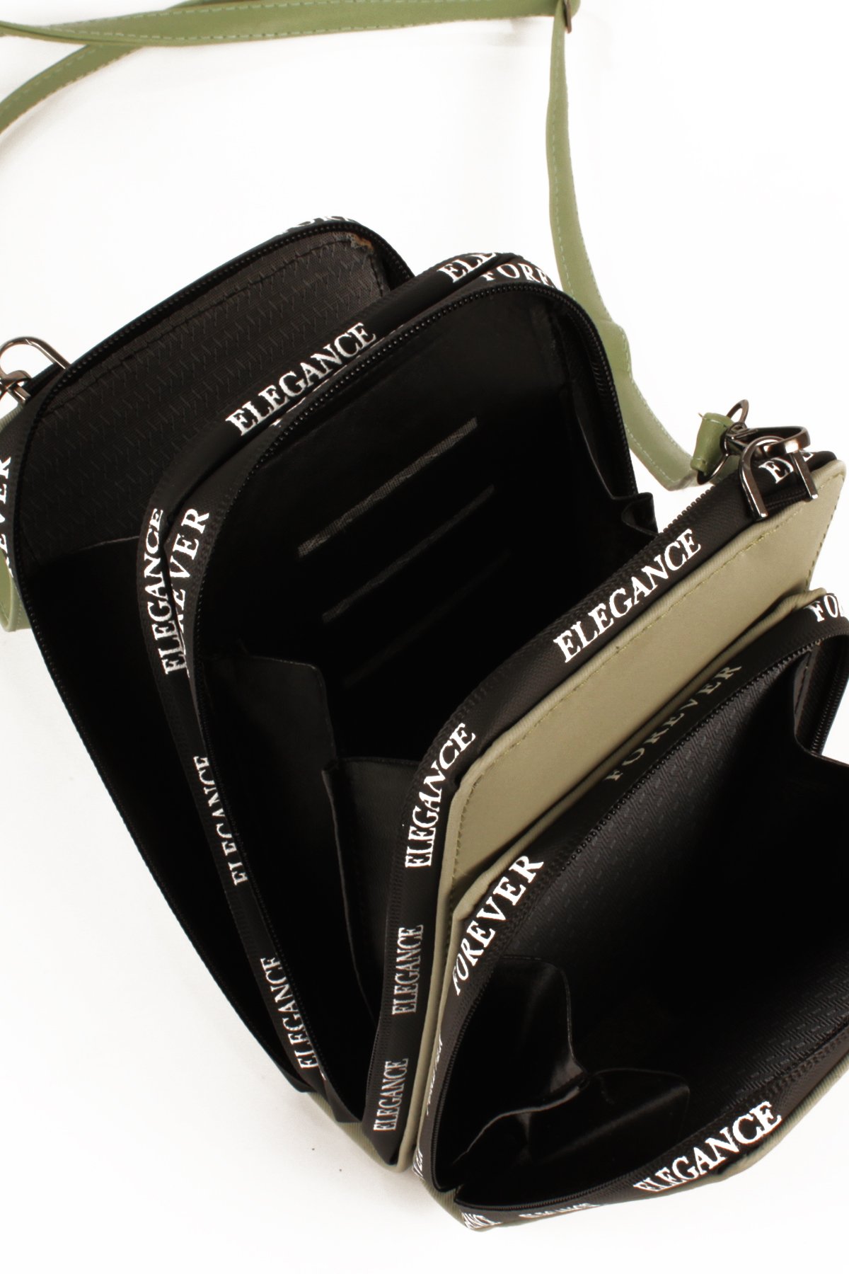 LWE10770-SyhTalhaLuwwe Bag'sKadın Üç Bölmeli Kartlıklı Telefon Bölmeli Destekli Kasa Yazı Detaylı Omuz Çantası (10770)