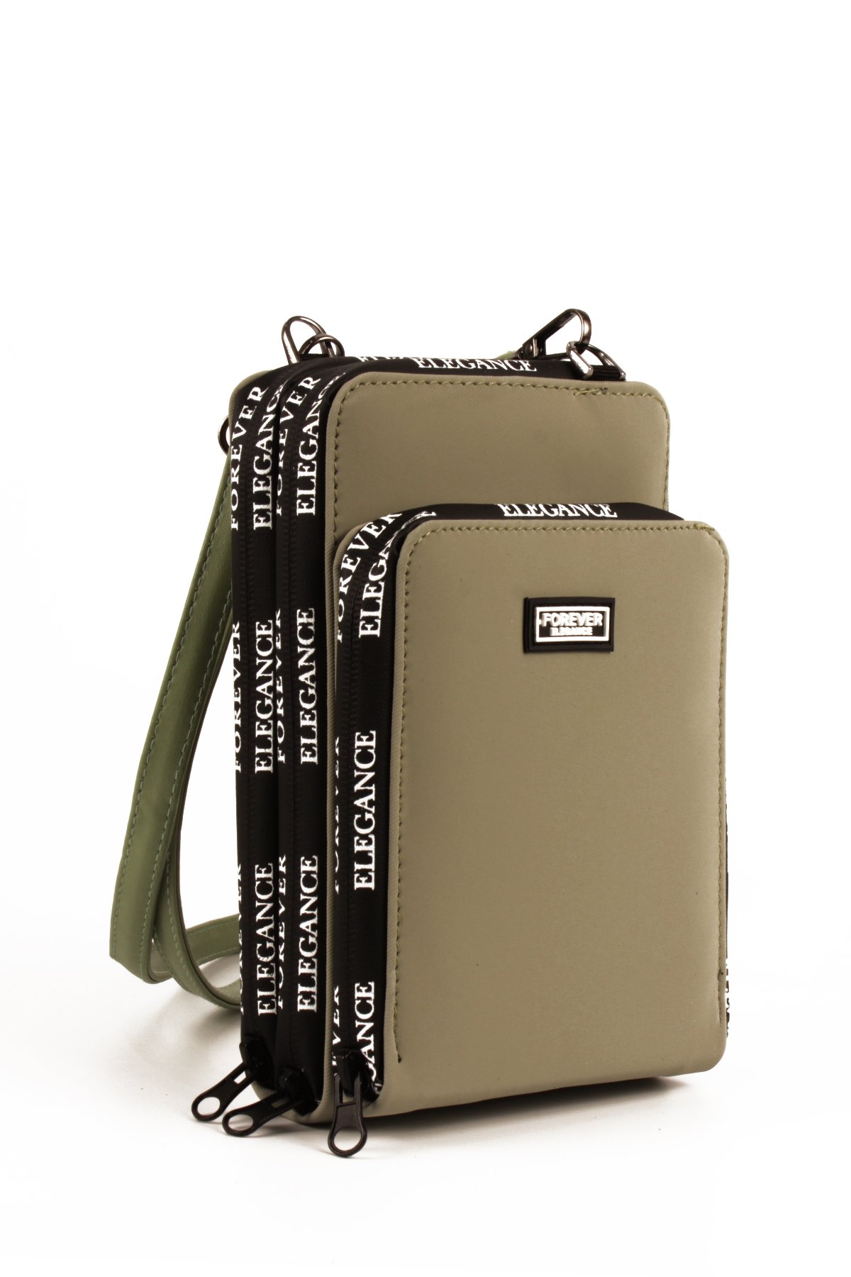 LWE10770-SyhTalhaLuwwe Bag'sKadın Üç Bölmeli Kartlıklı Telefon Bölmeli Destekli Kasa Yazı Detaylı Omuz Çantası (10770)