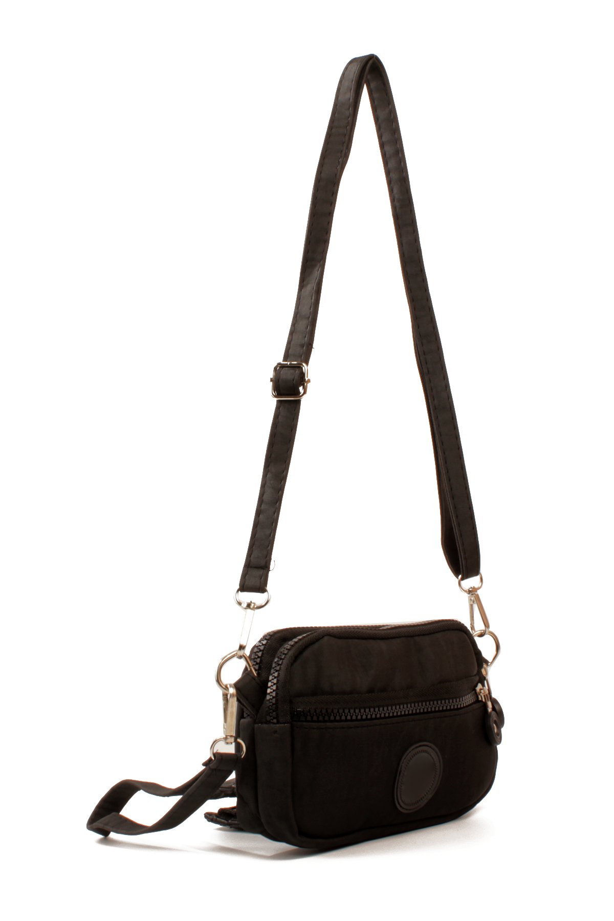 LWE20829-SyhTalhaLuwwe Bag'sKadın Üç Bölmeli Krinkıl Kumaş Portföy Askılı & Omuz Askılı Logolu Telefon & Omuz Çantası (20829)