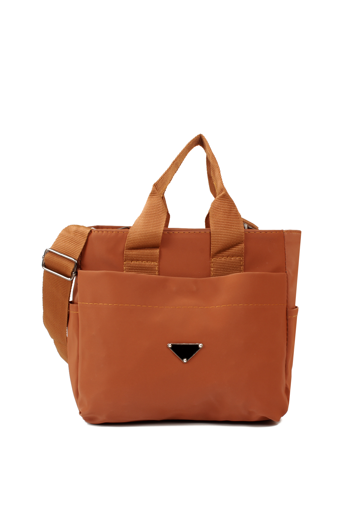 LWE1798-SyhMusabLuwwe Bag'sKadın Üç Bölmeli Logo Detaylı Sık Dokuma Saten Doku El Sapı ve Omuz Askılı El ve Omuz Çantası (1798)