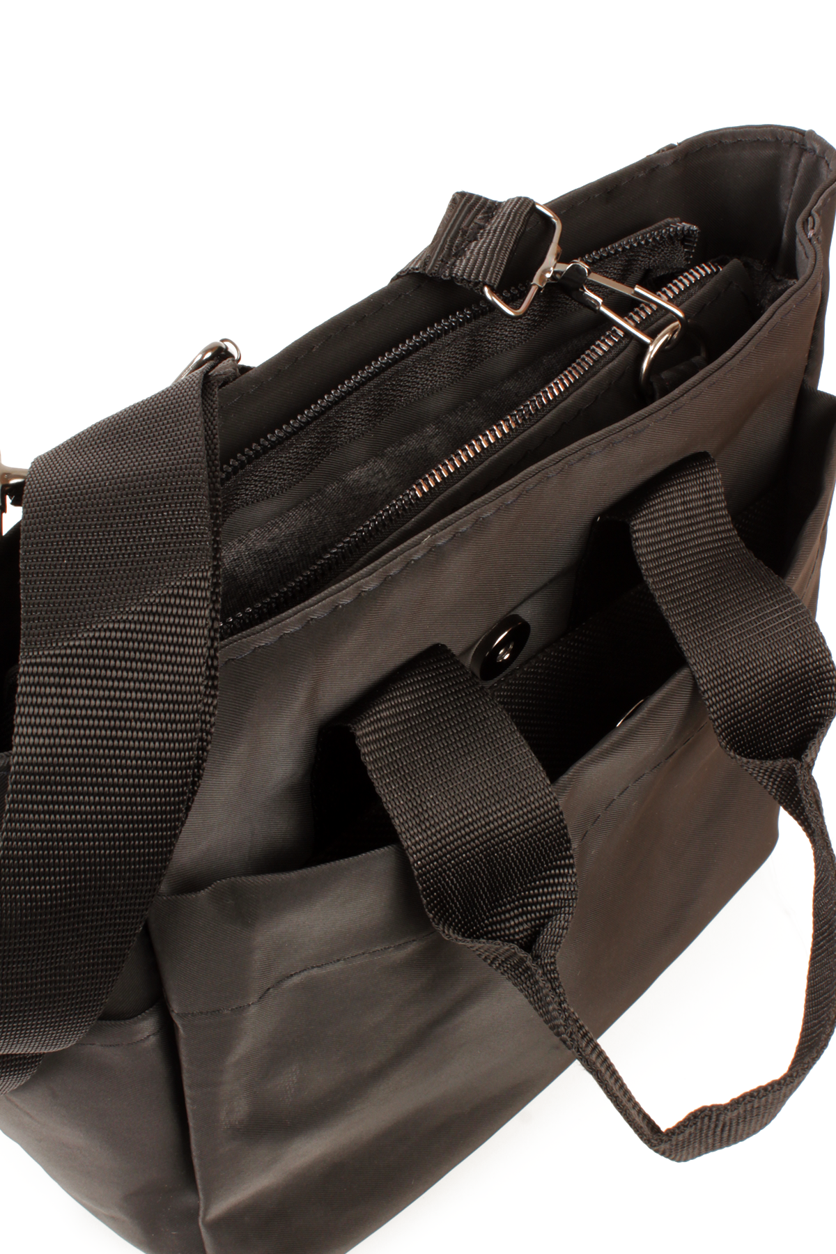 LWE1798-SyhMusabLuwwe Bag'sKadın Üç Bölmeli Logo Detaylı Sık Dokuma Saten Doku El Sapı ve Omuz Askılı El ve Omuz Çantası (1798)