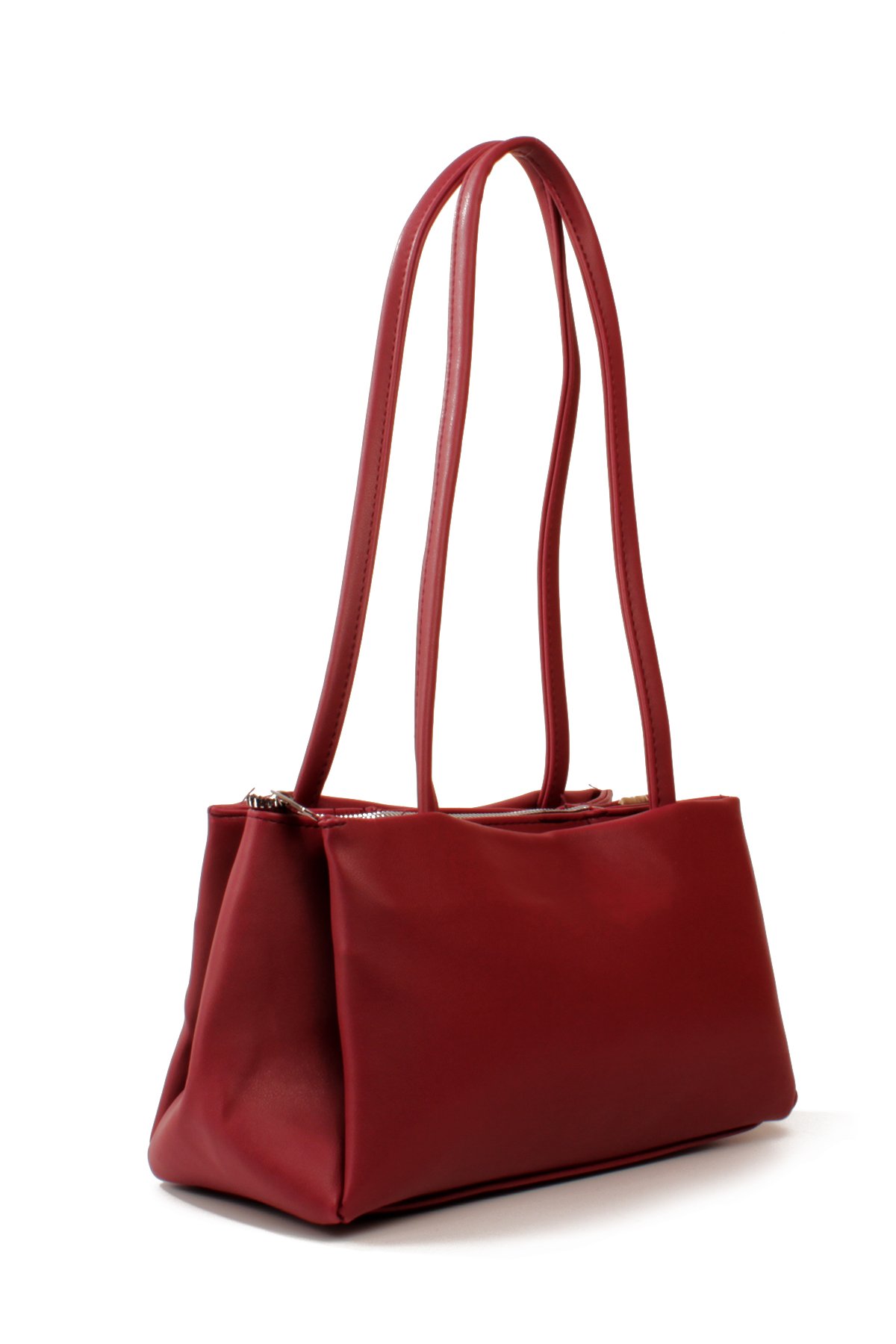 LWE1834-SyhMaviLuwwe Bag'sKadın Üç Bölmeli Saten İç Astar Sabit Askılı Kararmaz Aksesuar Baget Tarz El ve Omuz Çantası (1834)