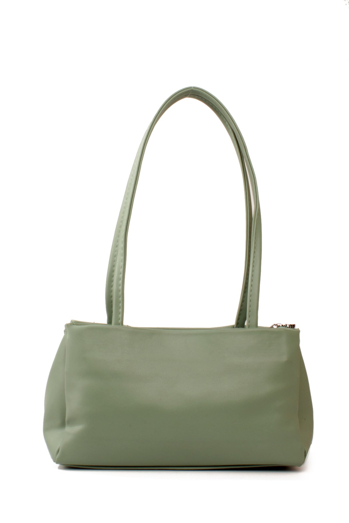 LWE1834-SyhMaviLuwwe Bag'sKadın Üç Bölmeli Saten İç Astar Sabit Askılı Kararmaz Aksesuar Baget Tarz El ve Omuz Çantası (1834)