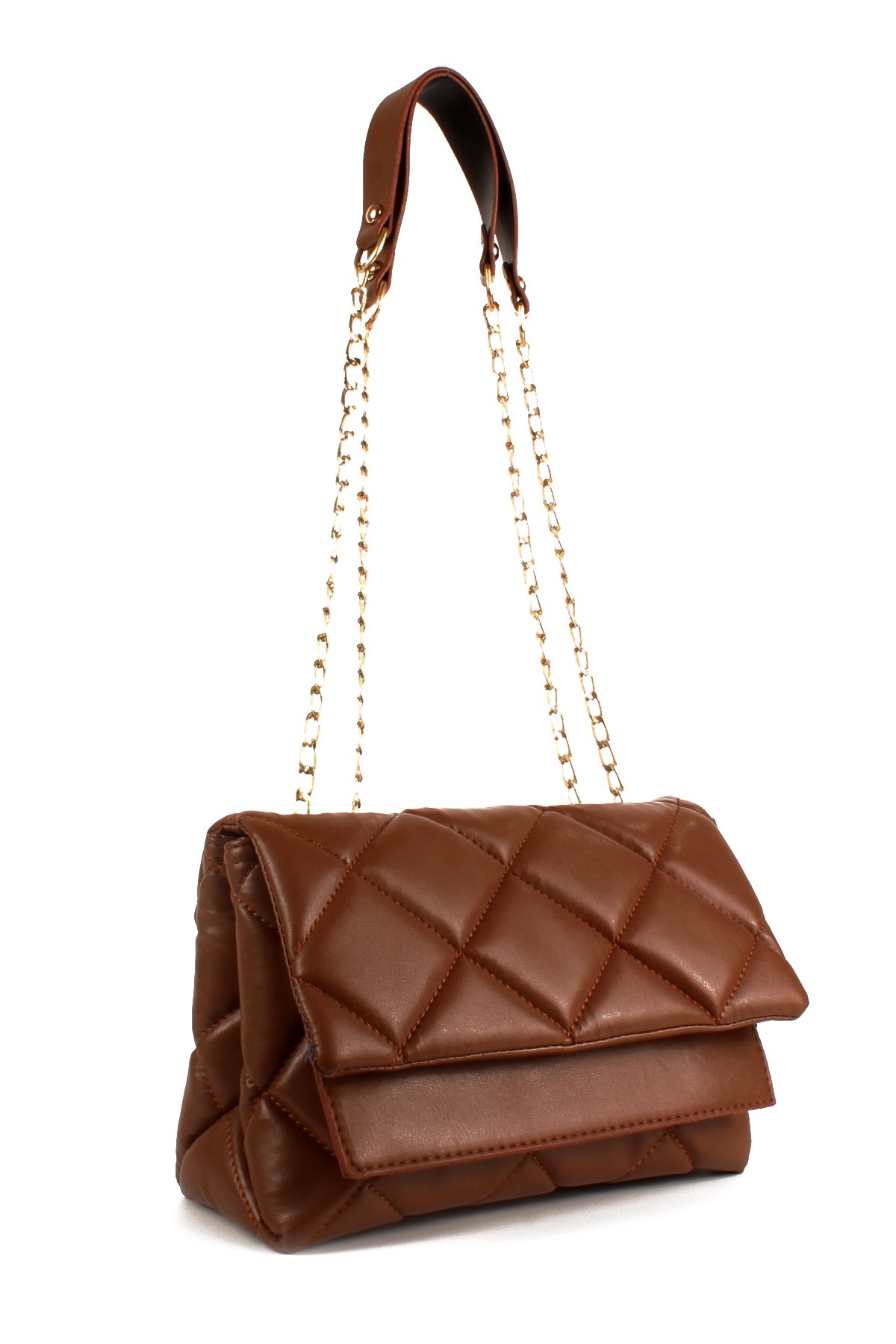 LWE1701-SyhTalhaLuwwe Bag'sKadın Üç Bölmeli Zincir Deri Askılı Kapitoneli Omuz Çantası (1701)