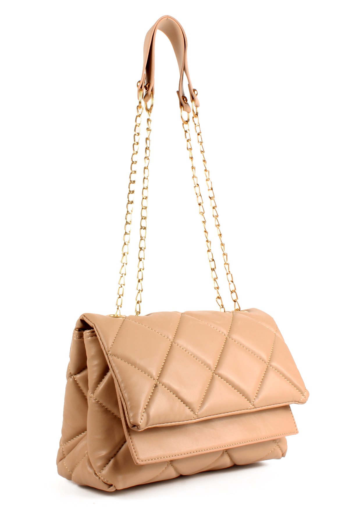 LWE1701-SyhTalhaLuwwe Bag'sKadın Üç Bölmeli Zincir Deri Askılı Kapitoneli Omuz Çantası (1701)