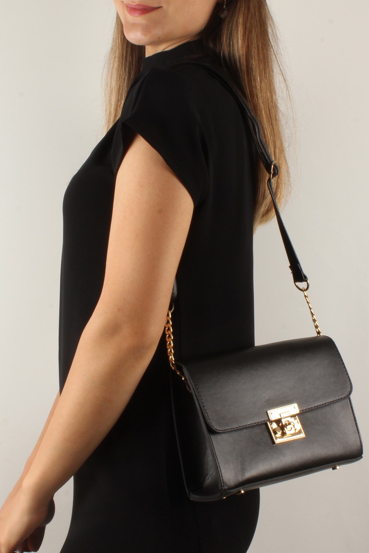 LWE20376-SLuwweLuwwe Bag'sKadın Yarı Zincir Askılı Cepli Omuz Çantası (20376)