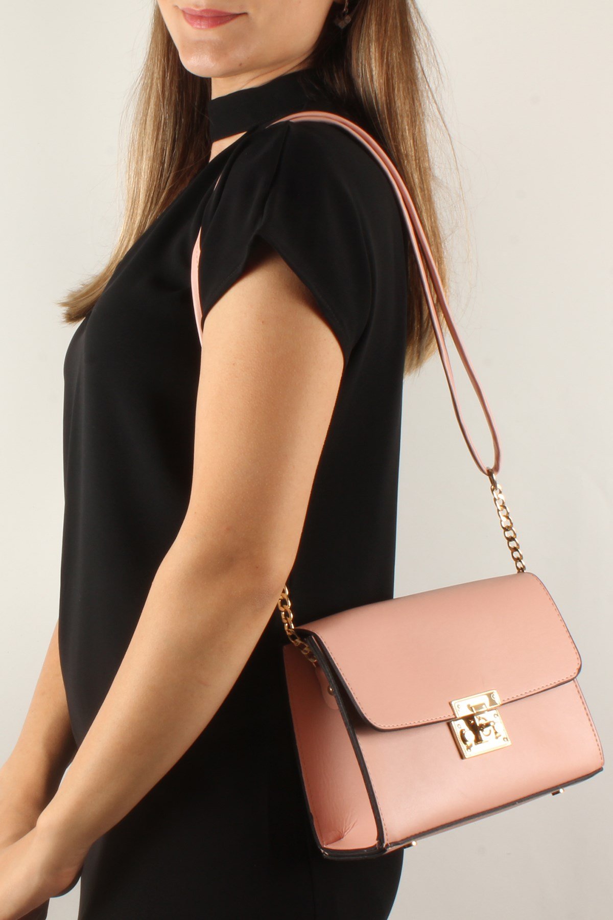 LWE20376-SLuwweLuwwe Bag'sKadın Yarı Zincir Askılı Cepli Omuz Çantası (20376)